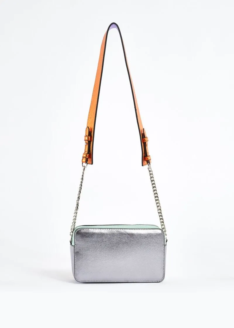 Laminated pattern crossbody bag