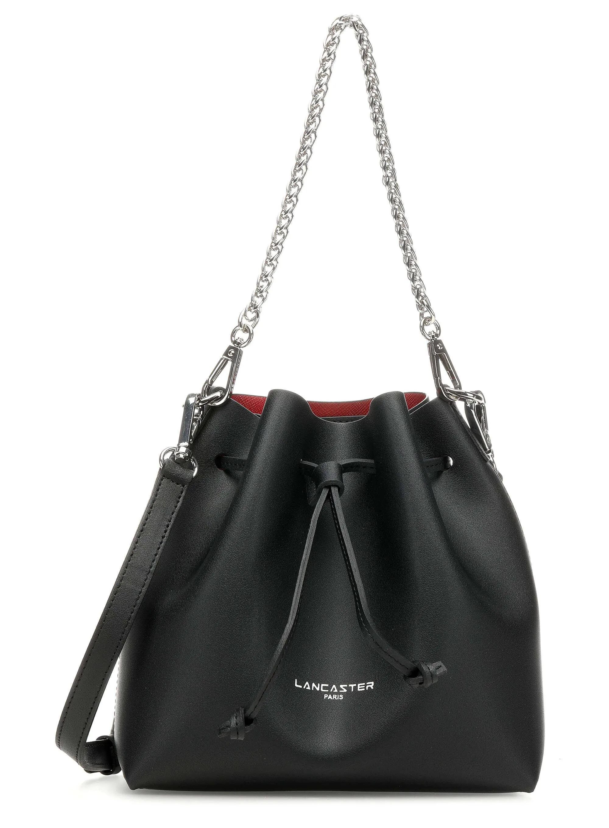  Lancaster Pur & Element City Borsa a secchiello pelle di vacchetta liscia nero  