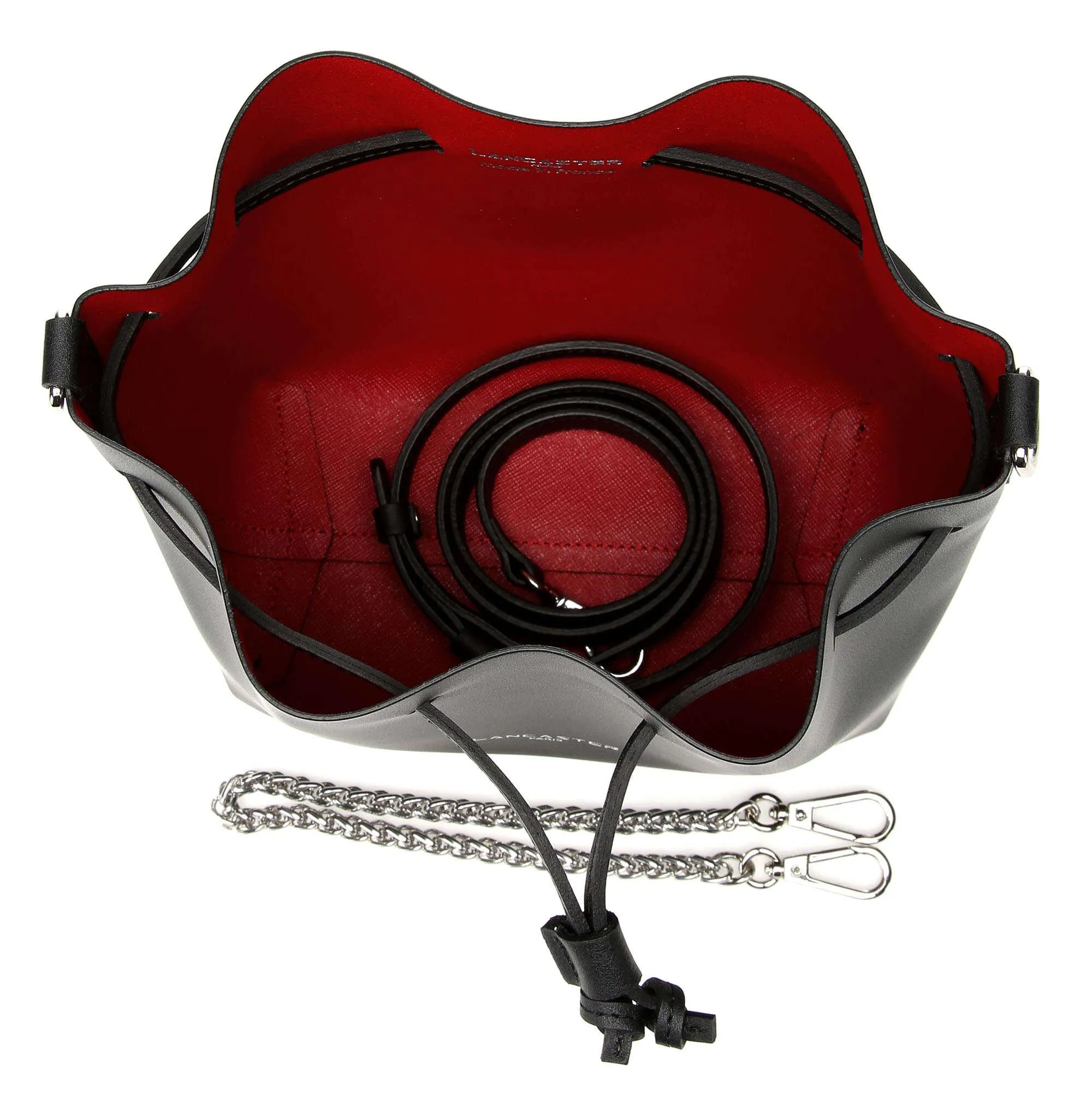  Lancaster Pur & Element City Borsa a secchiello pelle di vacchetta liscia nero  