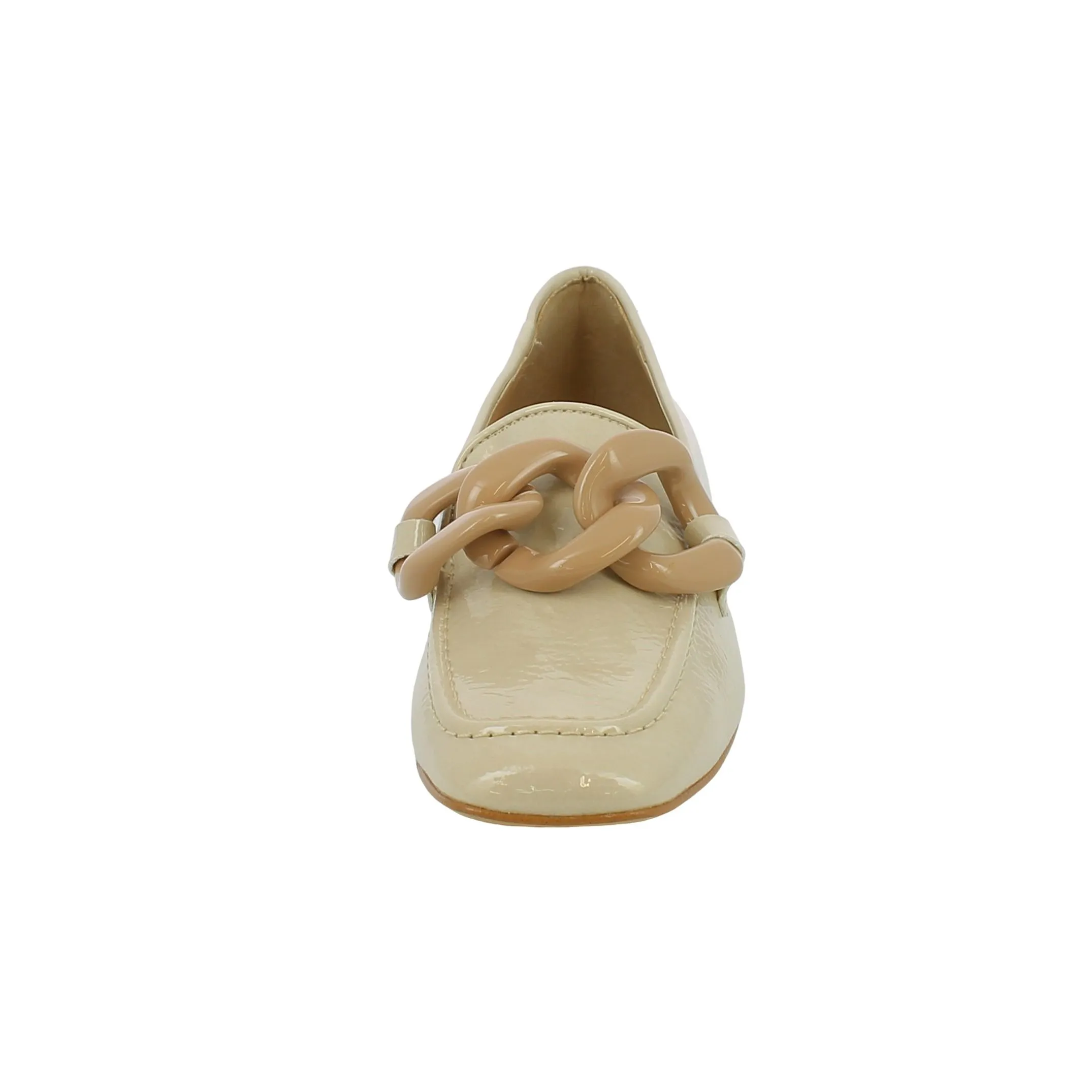 L'Angolo  Mocassino lucido beige con catena 
