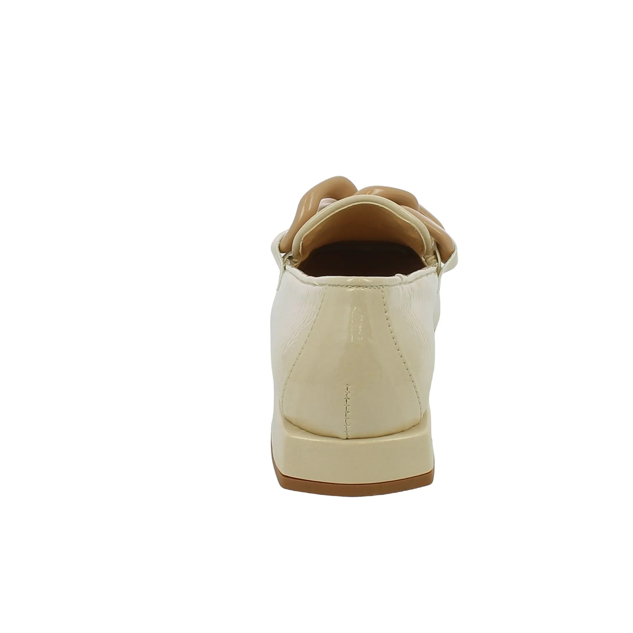 L'Angolo  Mocassino lucido beige con catena 