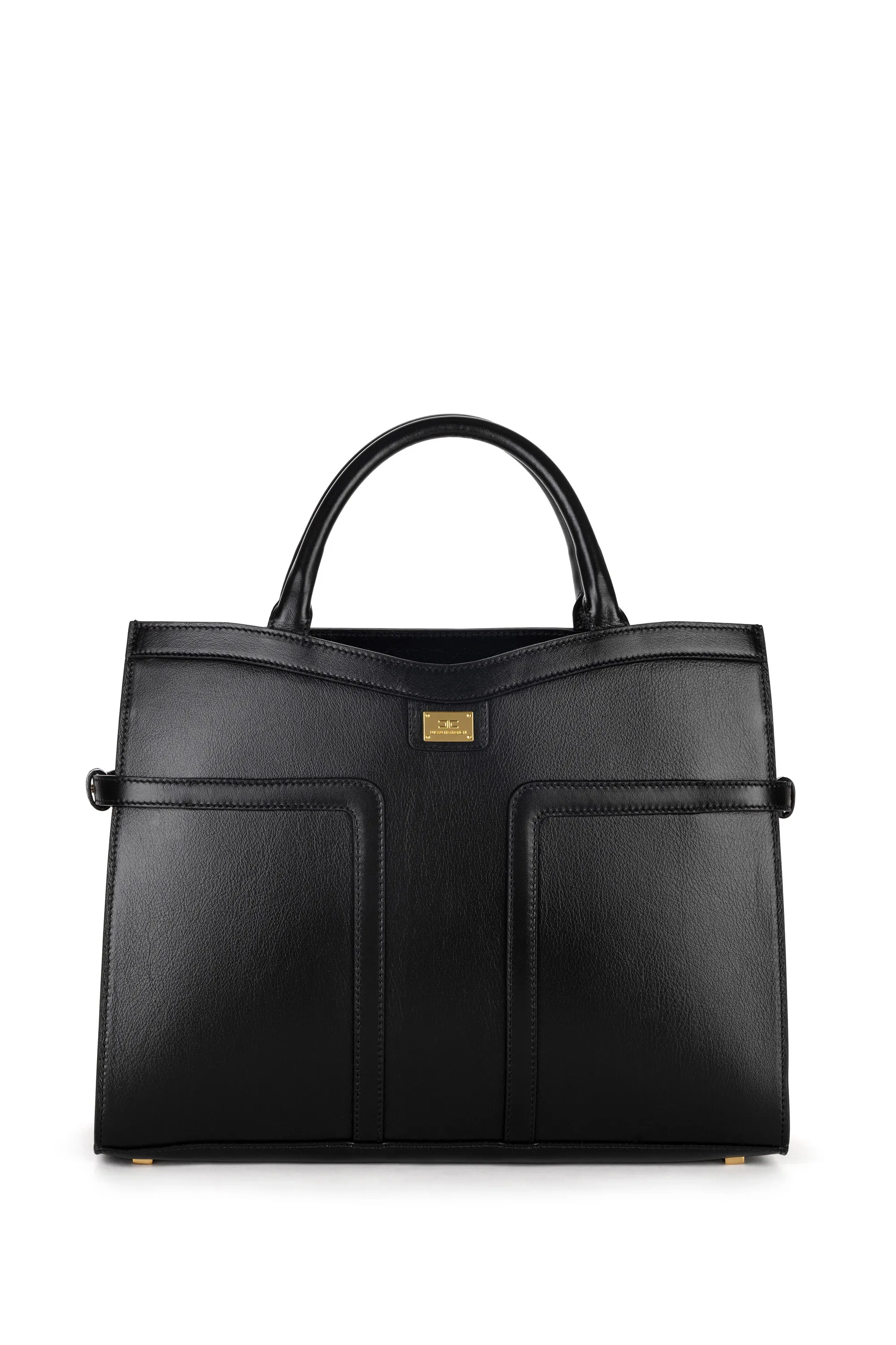 Large tote bag in semi-gloss leather