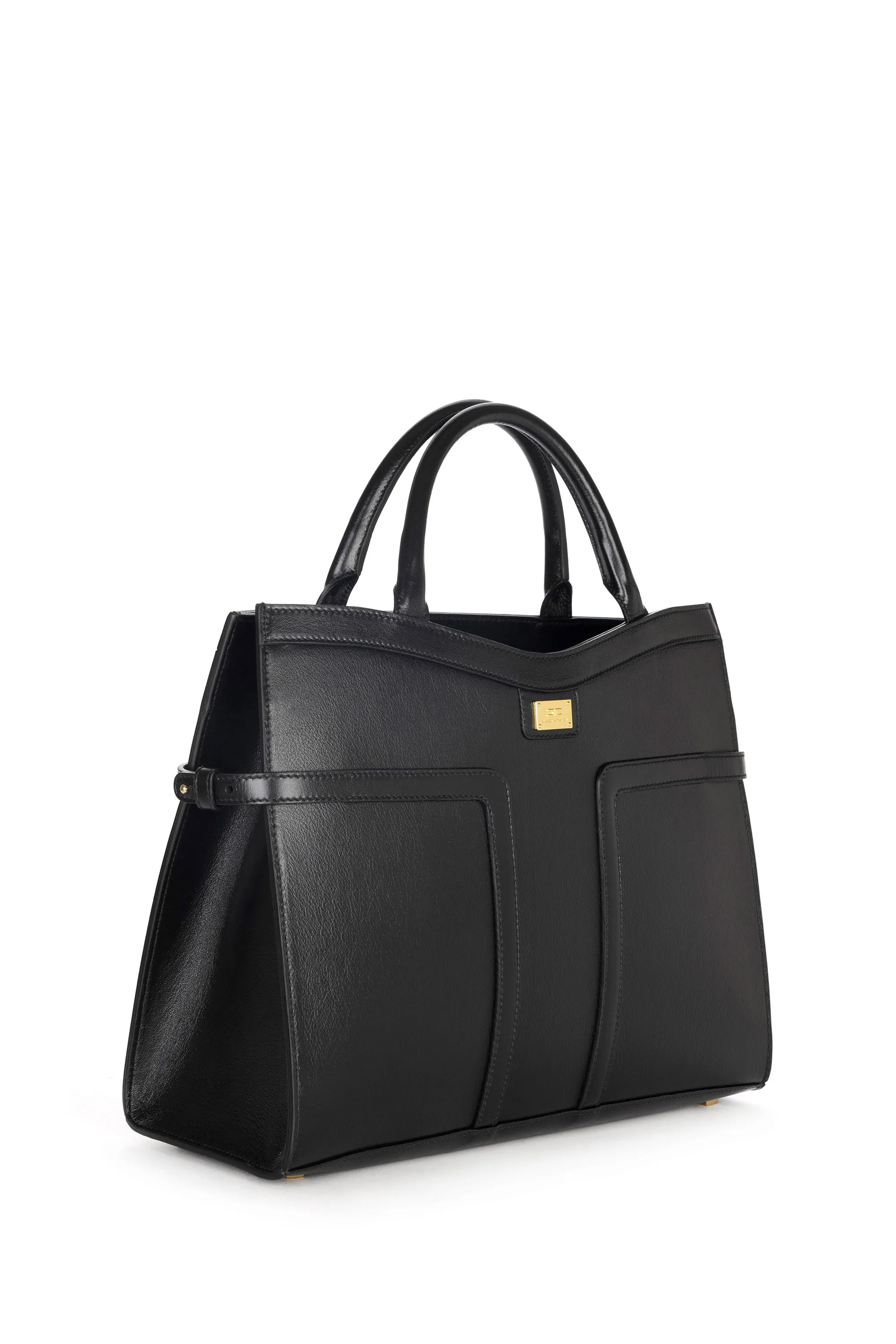 Large tote bag in semi-gloss leather