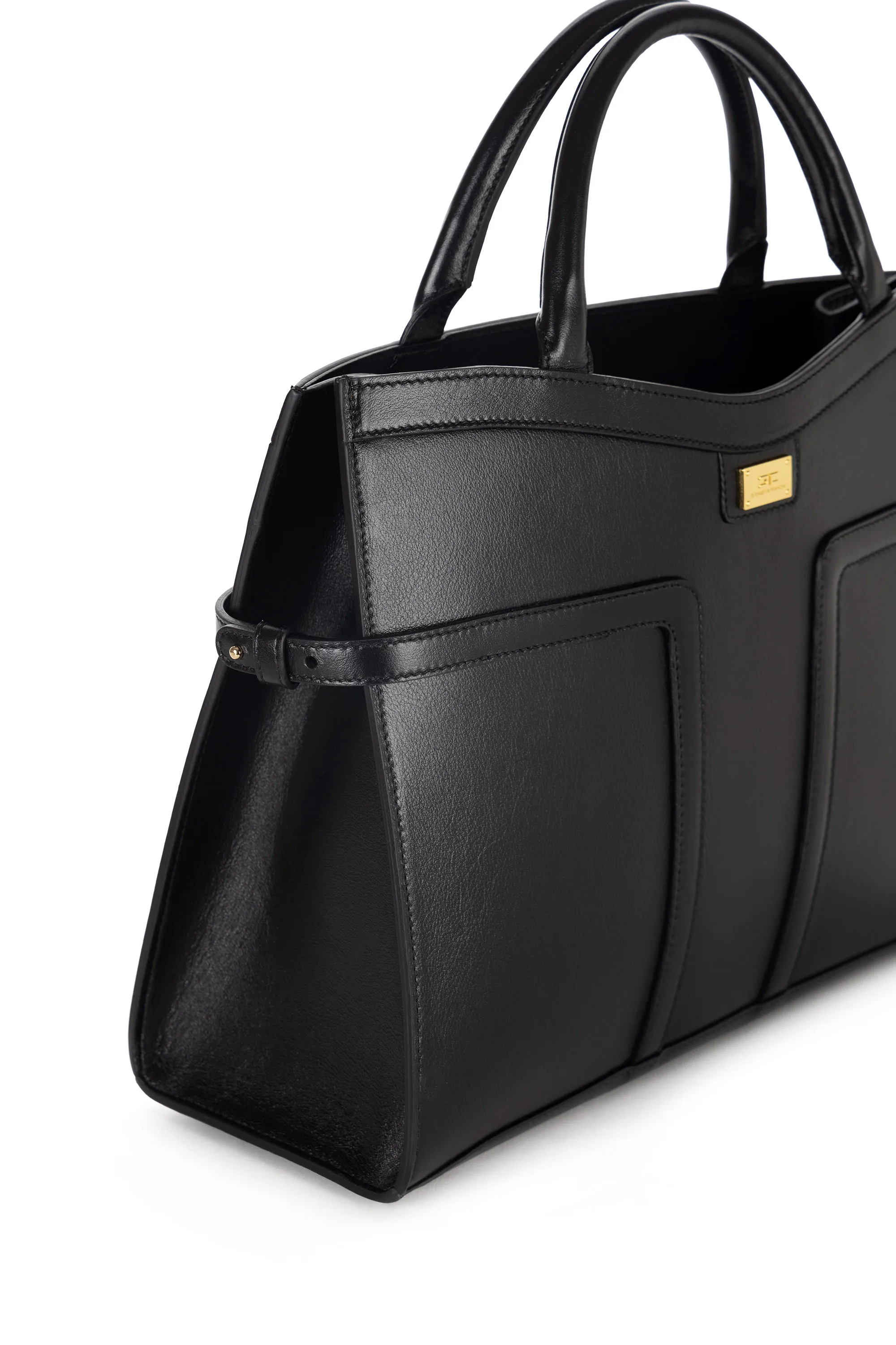 Large tote bag in semi-gloss leather