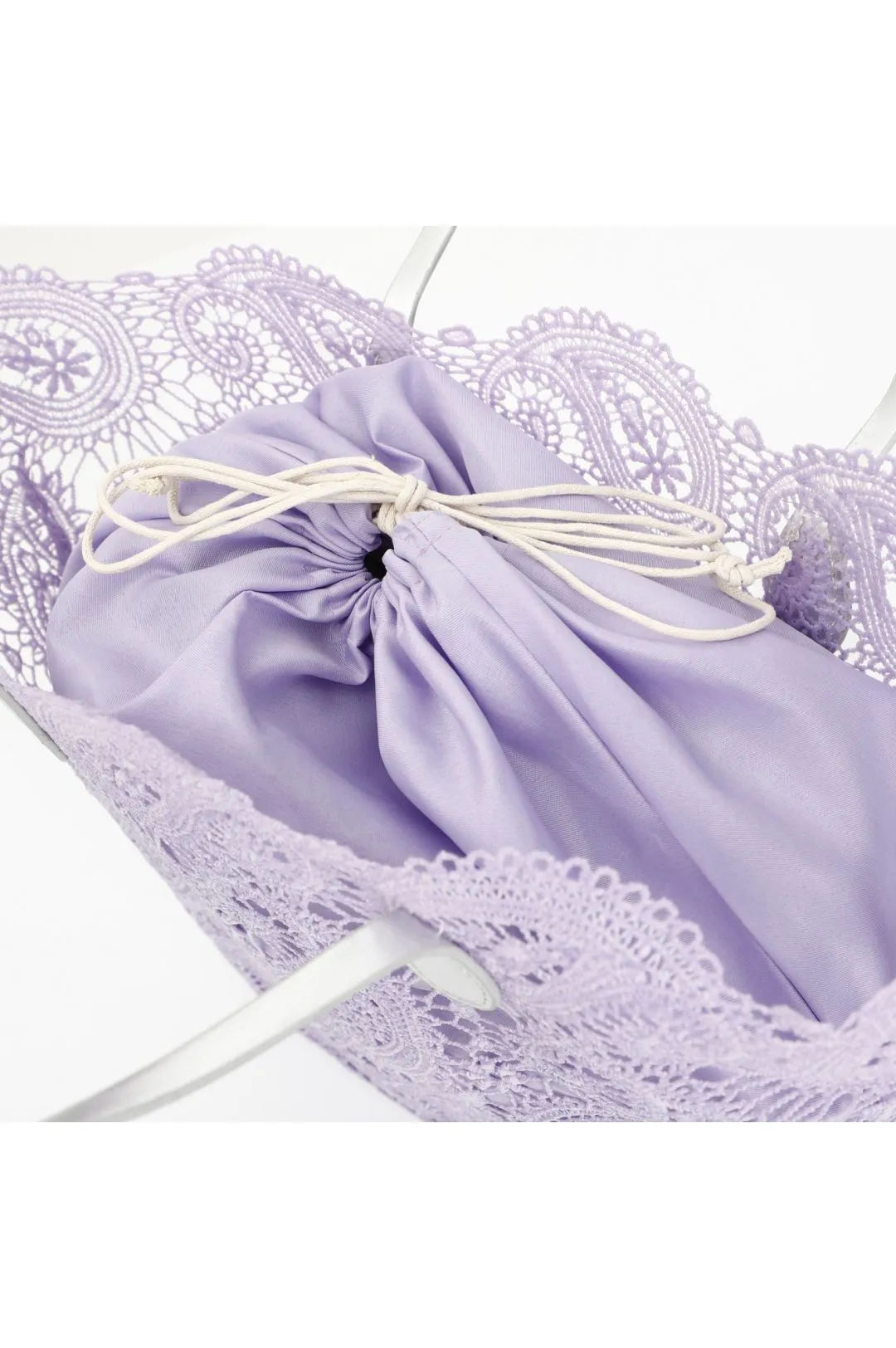 lavender lace shopping bag with internal pouch