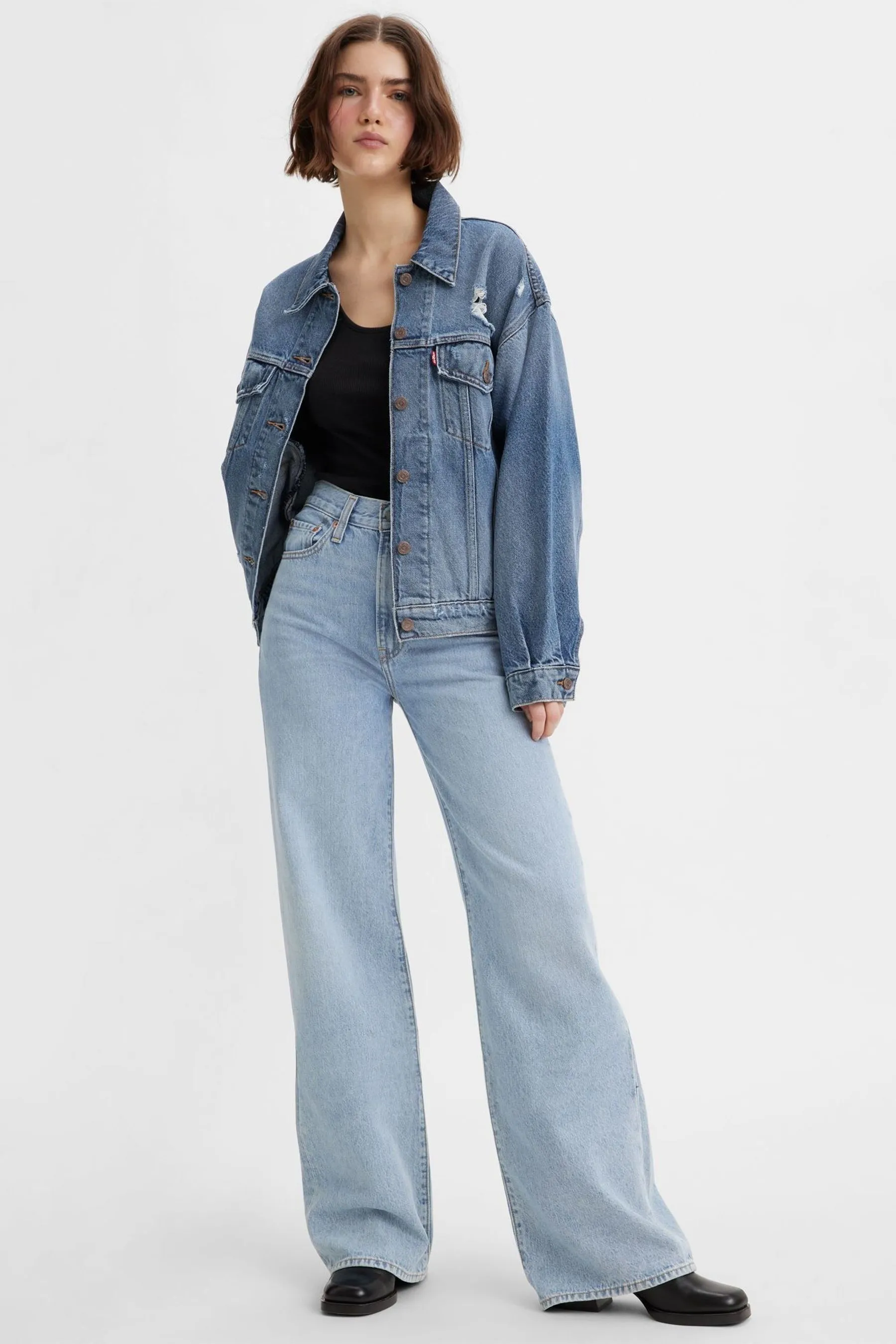 Levi's® Ribcage Gamba Larga 100% Cotone Jeans    