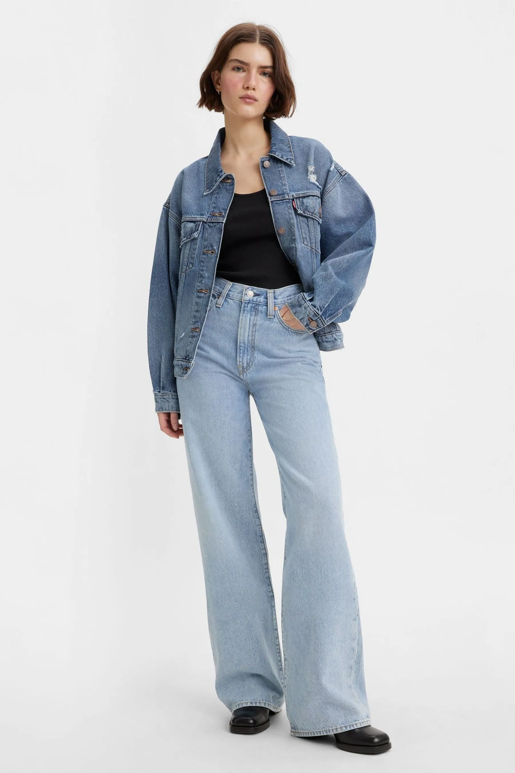 Levi's® Ribcage Gamba Larga 100% Cotone Jeans    