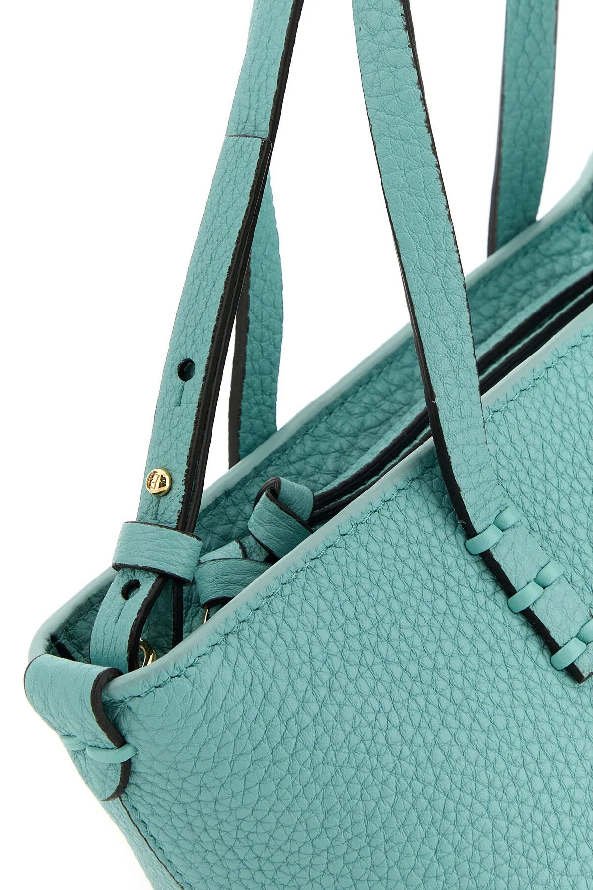 Light Blue Leather Mini Roll Handbag