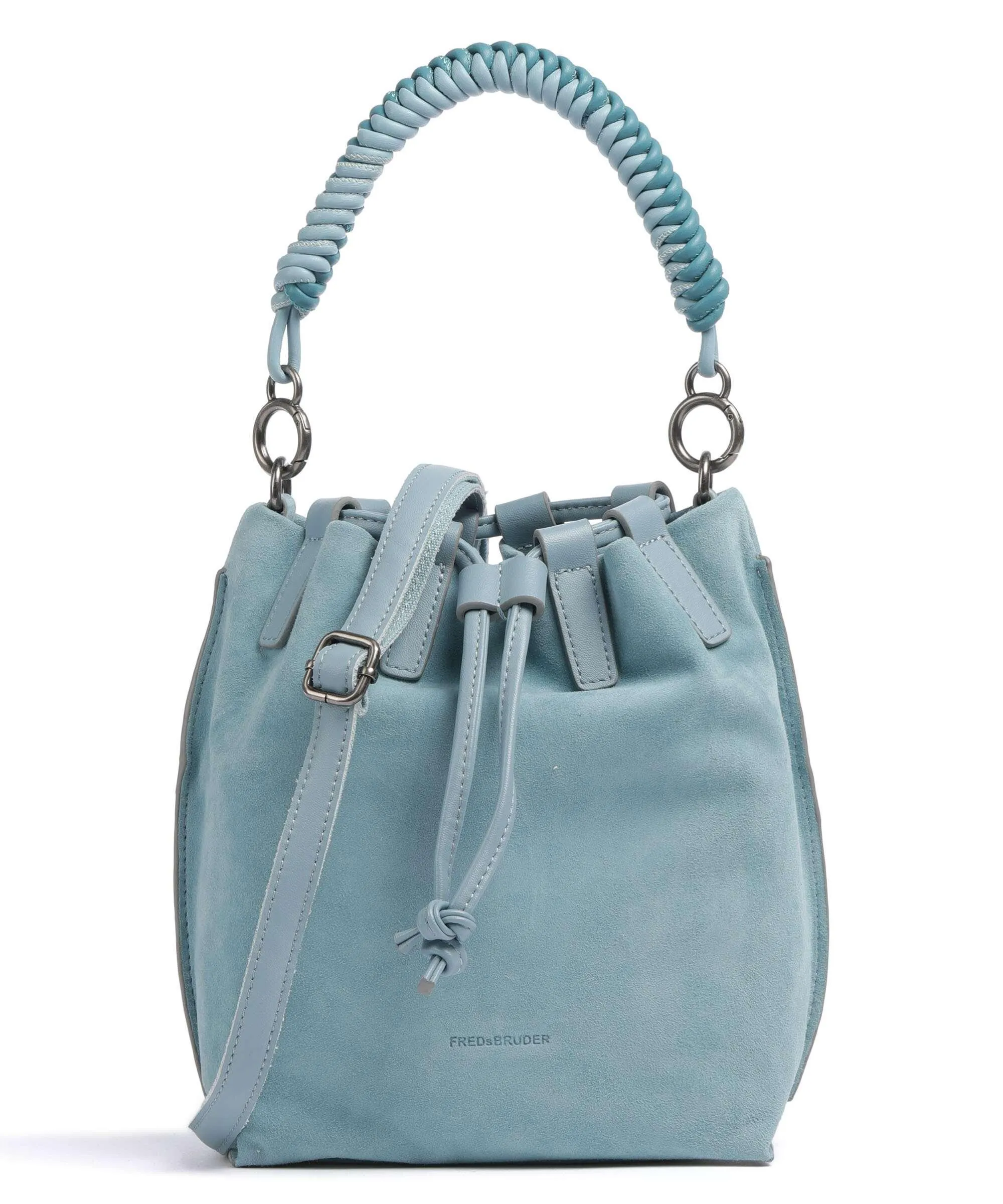 Light Blue Rough Leather Wild Wild Love Bucket Bag by FredsBruder
