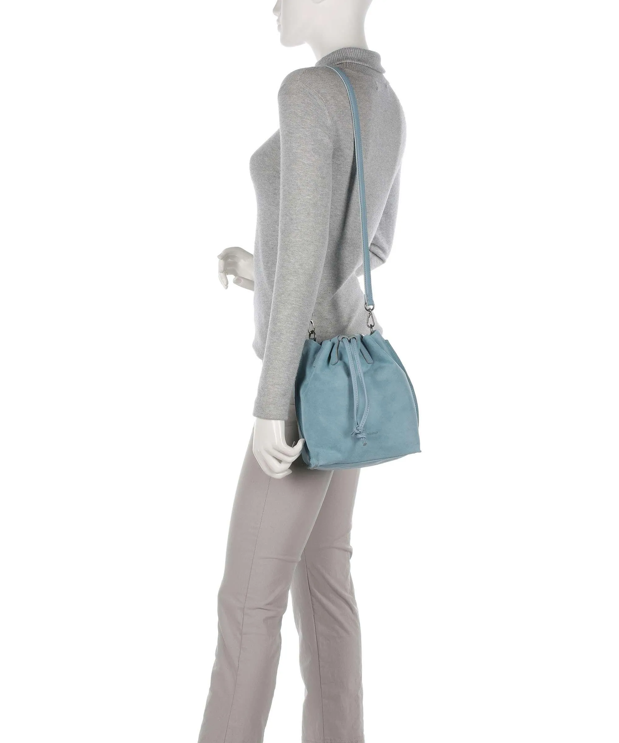 Light Blue Rough Leather Wild Wild Love Bucket Bag by FredsBruder
