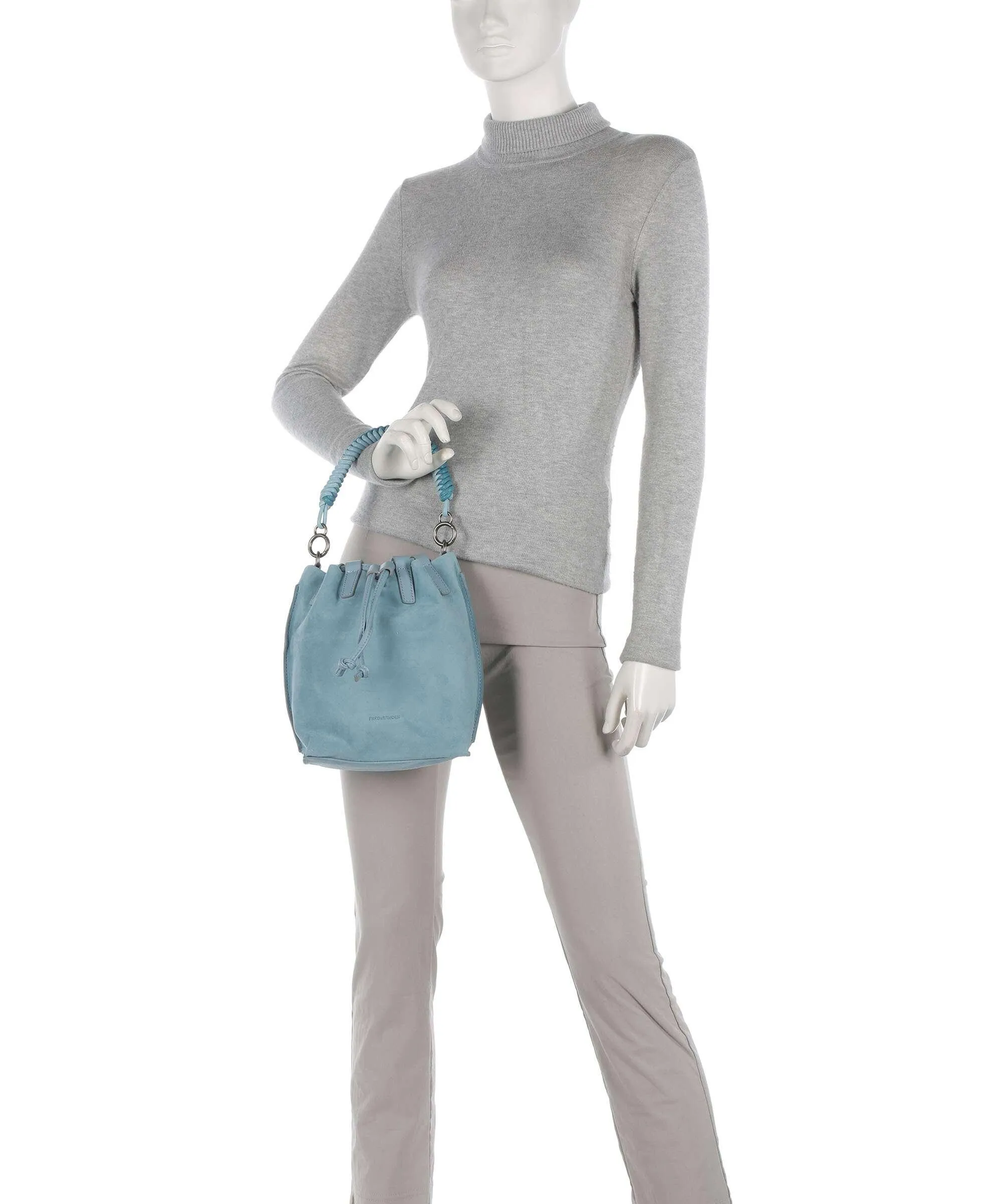 Light Blue Rough Leather Wild Wild Love Bucket Bag by FredsBruder