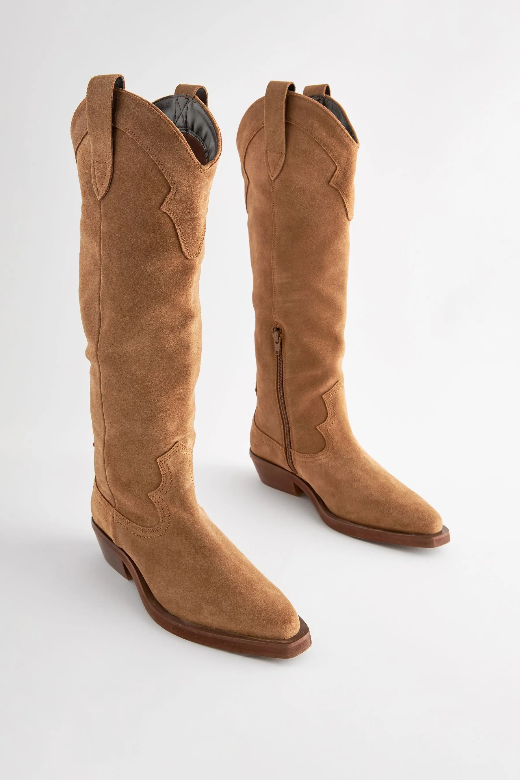 Light brown - Forever Comfort® - Knee-high leather western/cowboy boots