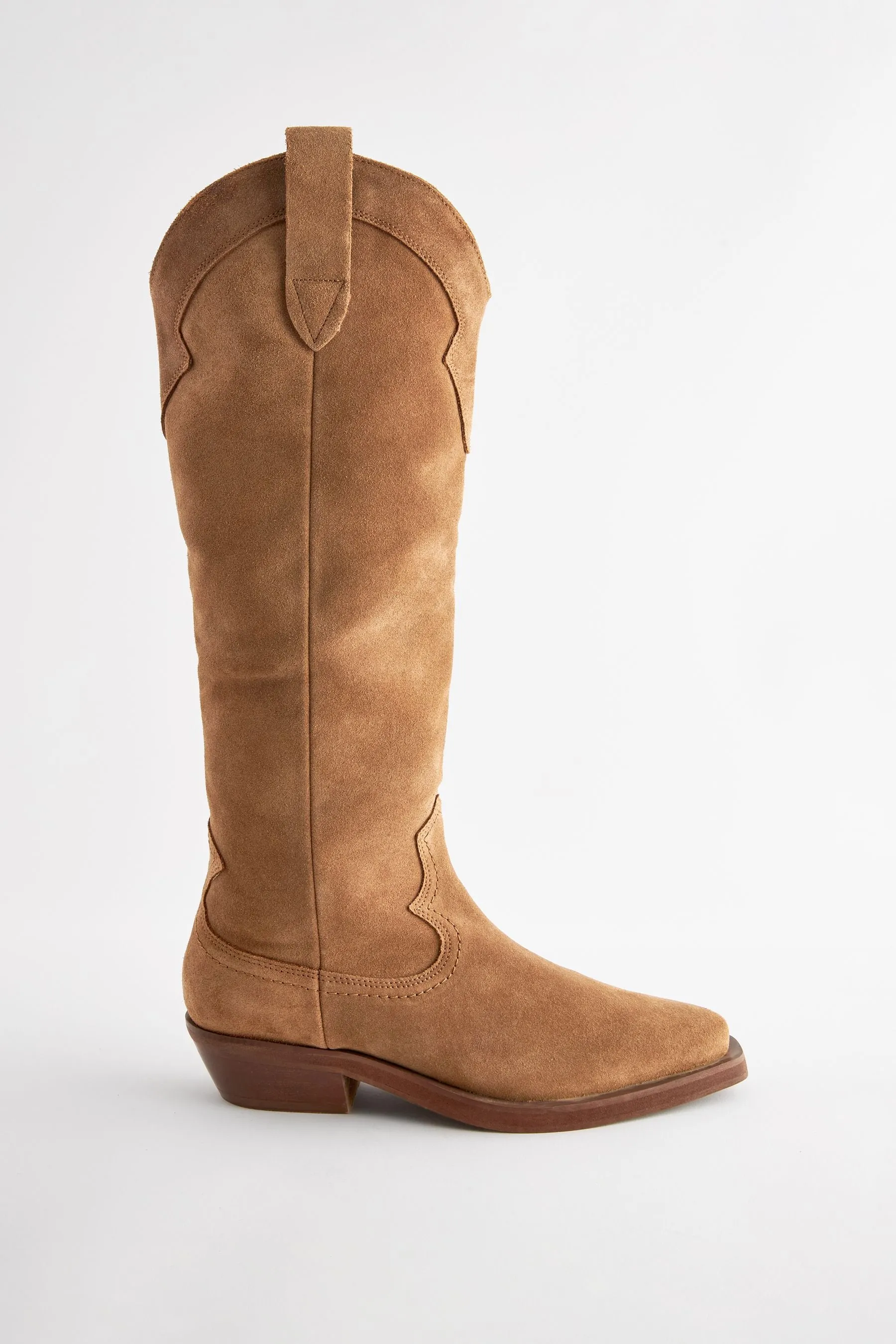 Light brown - Forever Comfort® - Knee-high leather western/cowboy boots