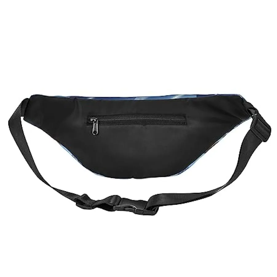 Lightweight Santa Claus and reindeer themed fanny pack, unisex travel fanny pack for hiking, running, cycling, Black.