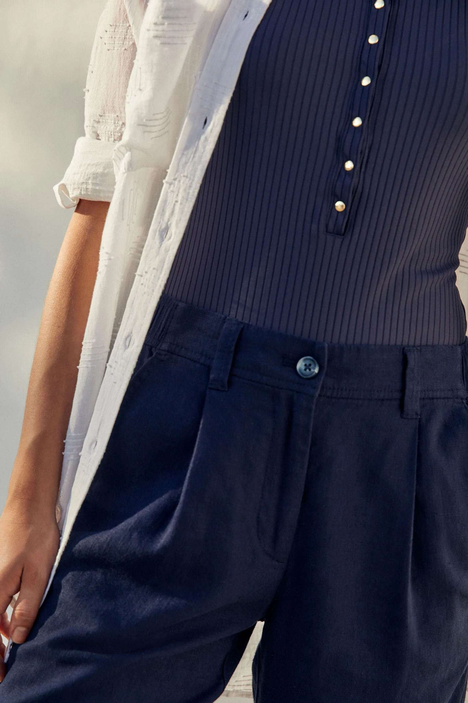 Linen Knee-Length Shorts Blend