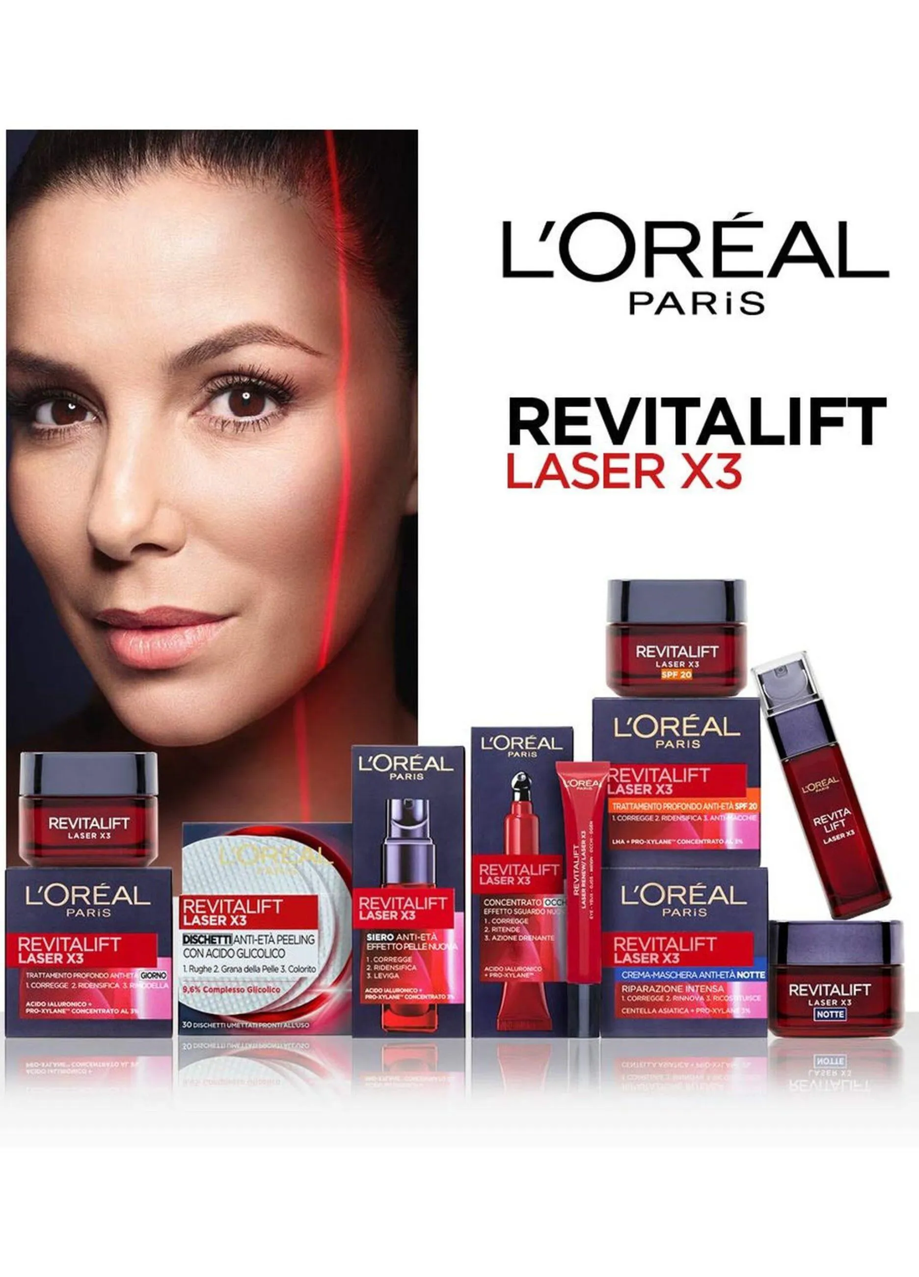 L'OREAL  L'Oréal Paris Contorno Occhi Revitalift Laser X3, Azione Antirughe Anti-Età con Acido Ialuronico e Pro-Xylane, 15 ml.
