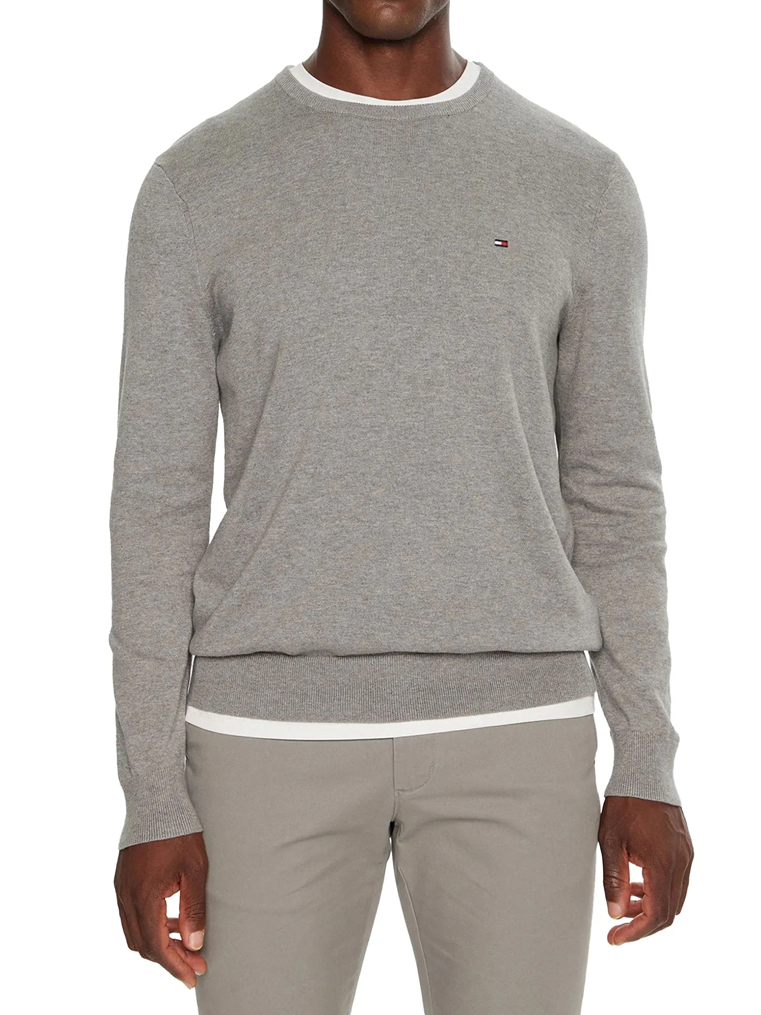 Maglione girocollo in cotone grigio