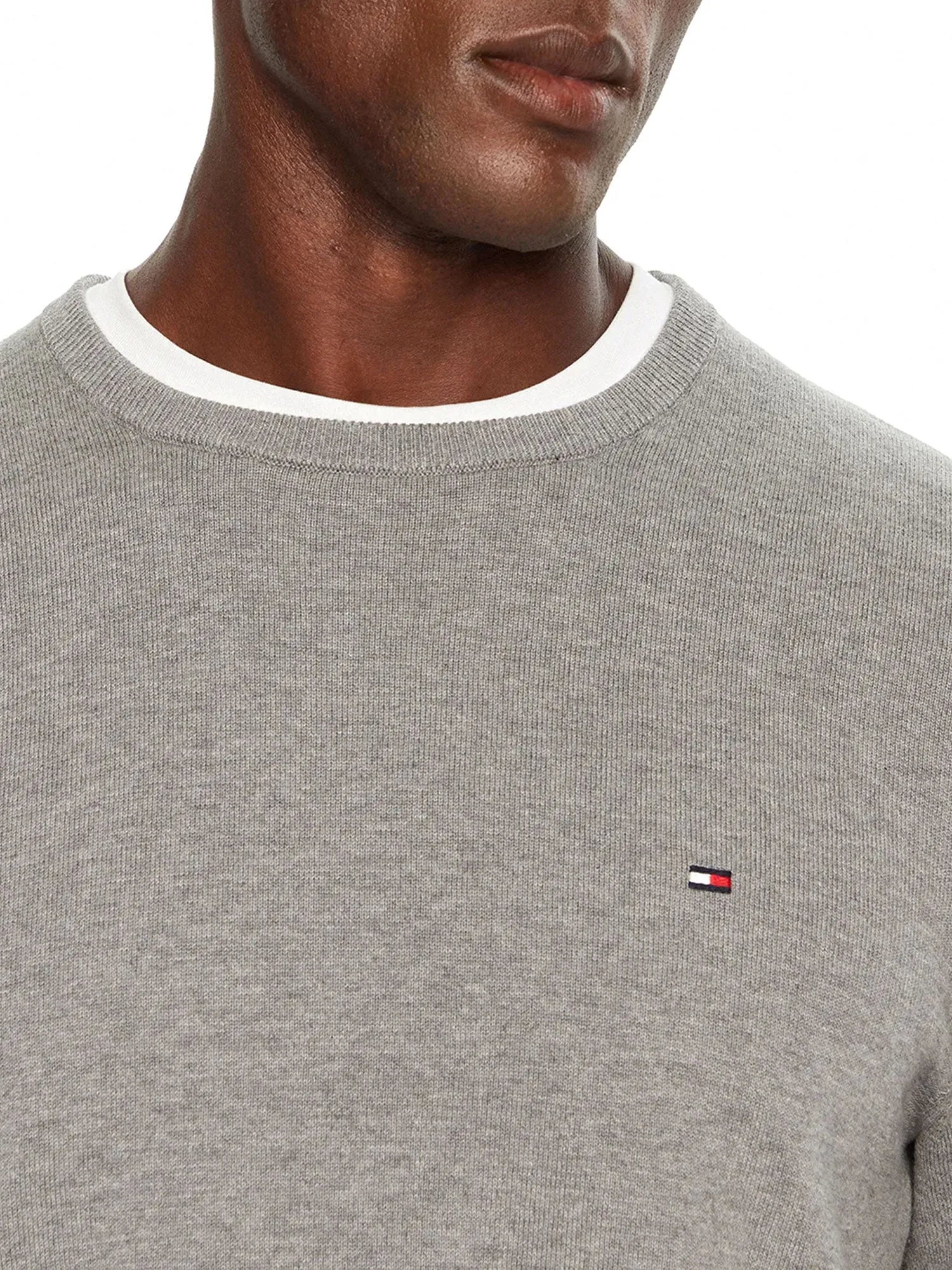 Maglione girocollo in cotone grigio