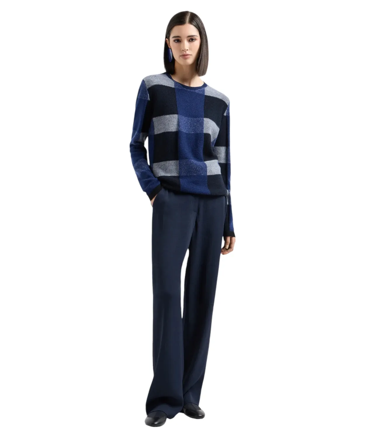 Maglione in Lana Vergine con Motivo Check Vanisé