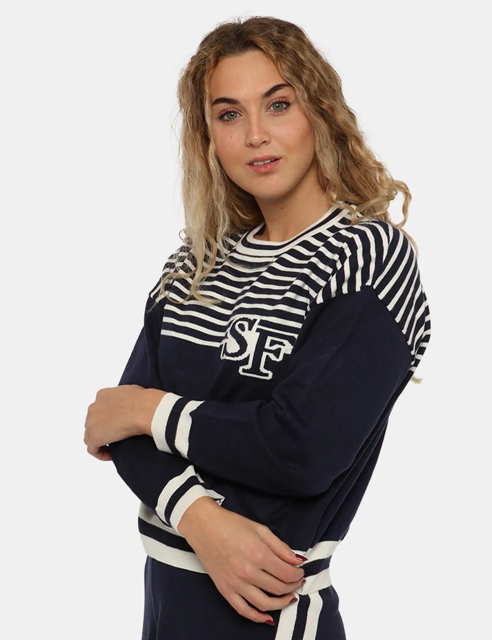 Sandro Ferrone Blue and White Sweater