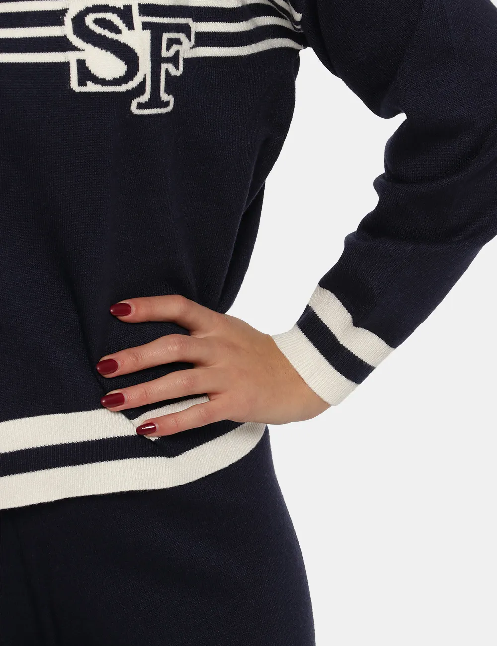 Sandro Ferrone Blue and White Sweater