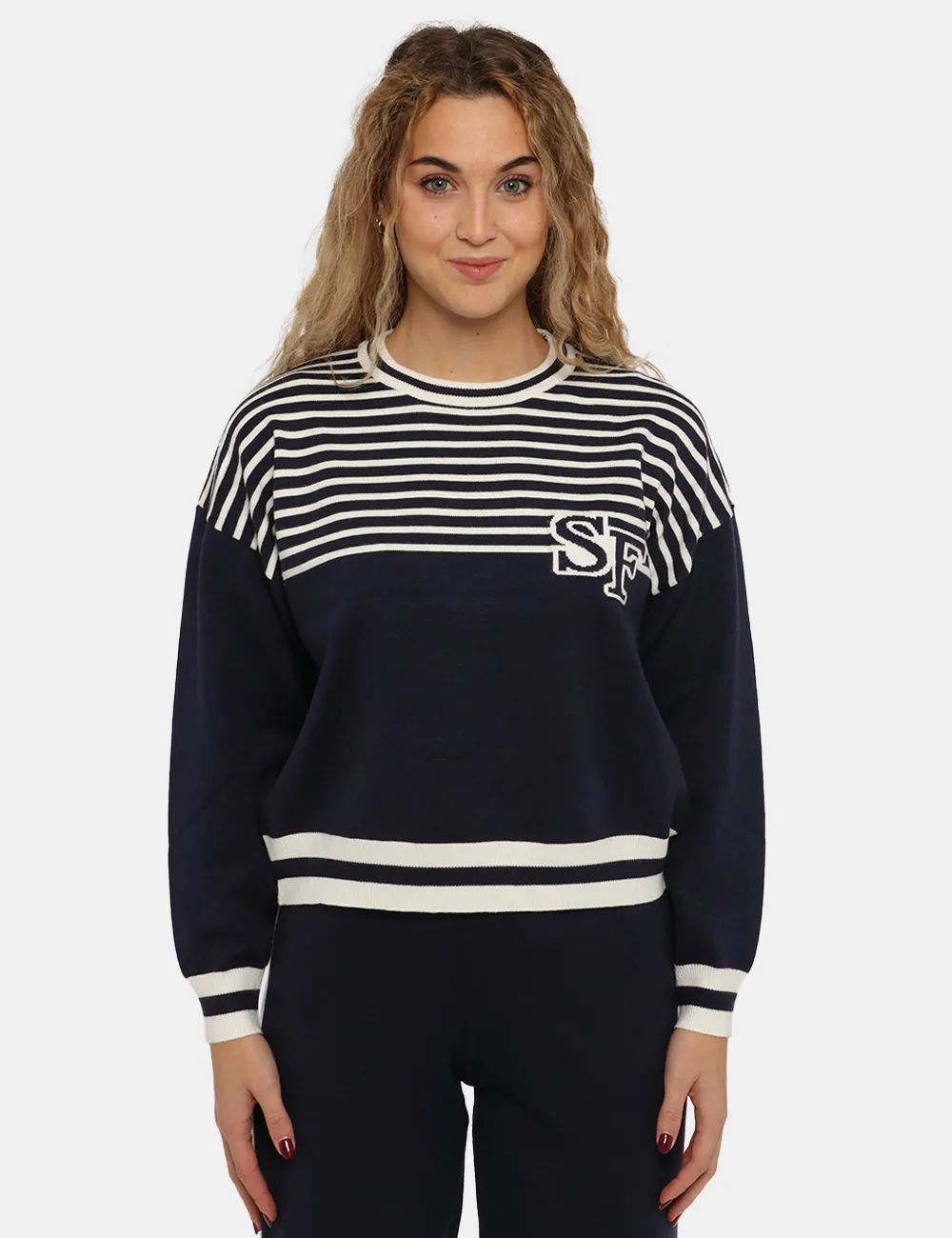 Sandro Ferrone Blue and White Sweater