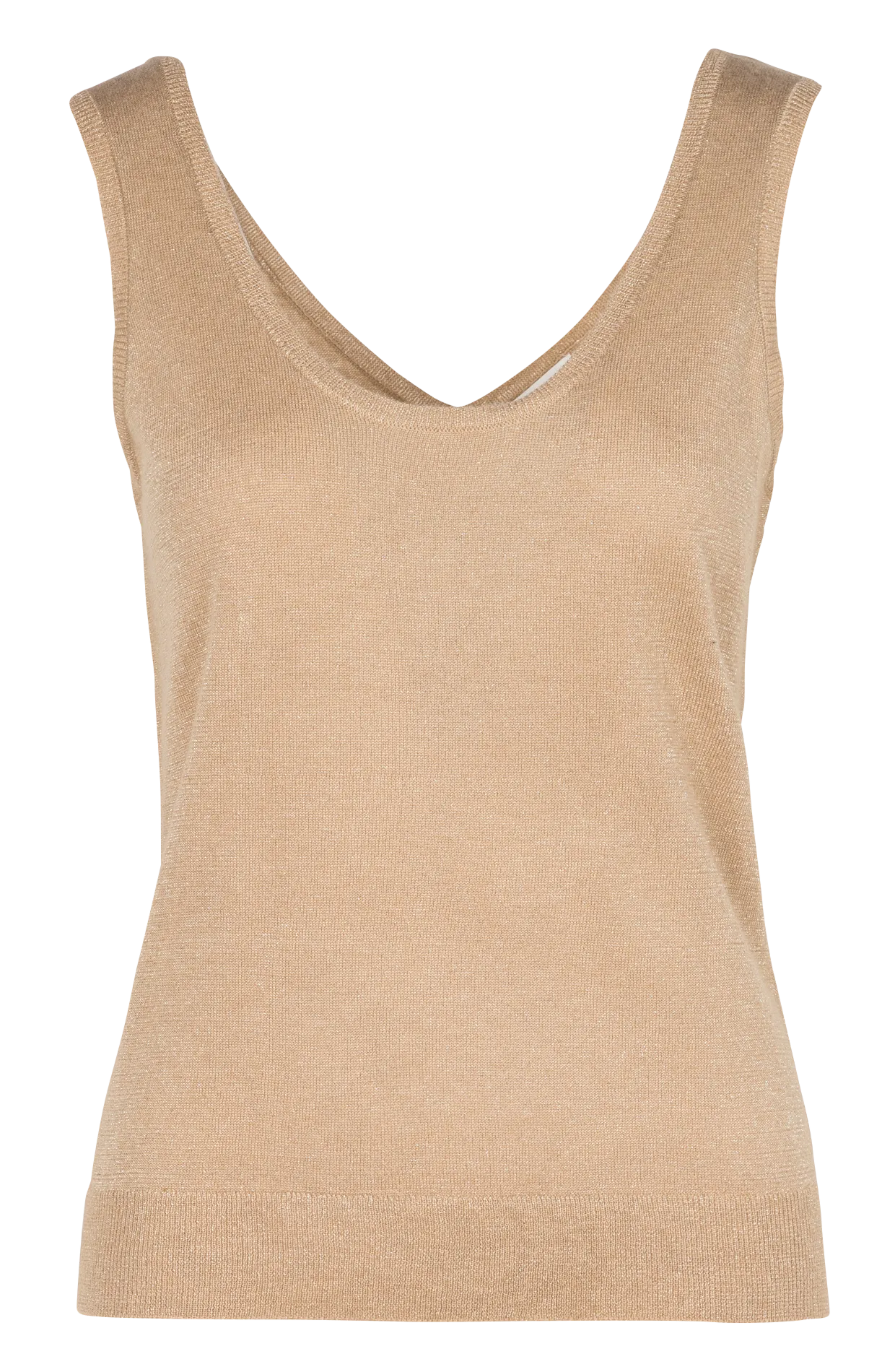  MAISON 123   LILOU BIS - Canotta scollo tondo con fili metallizzati | Beige