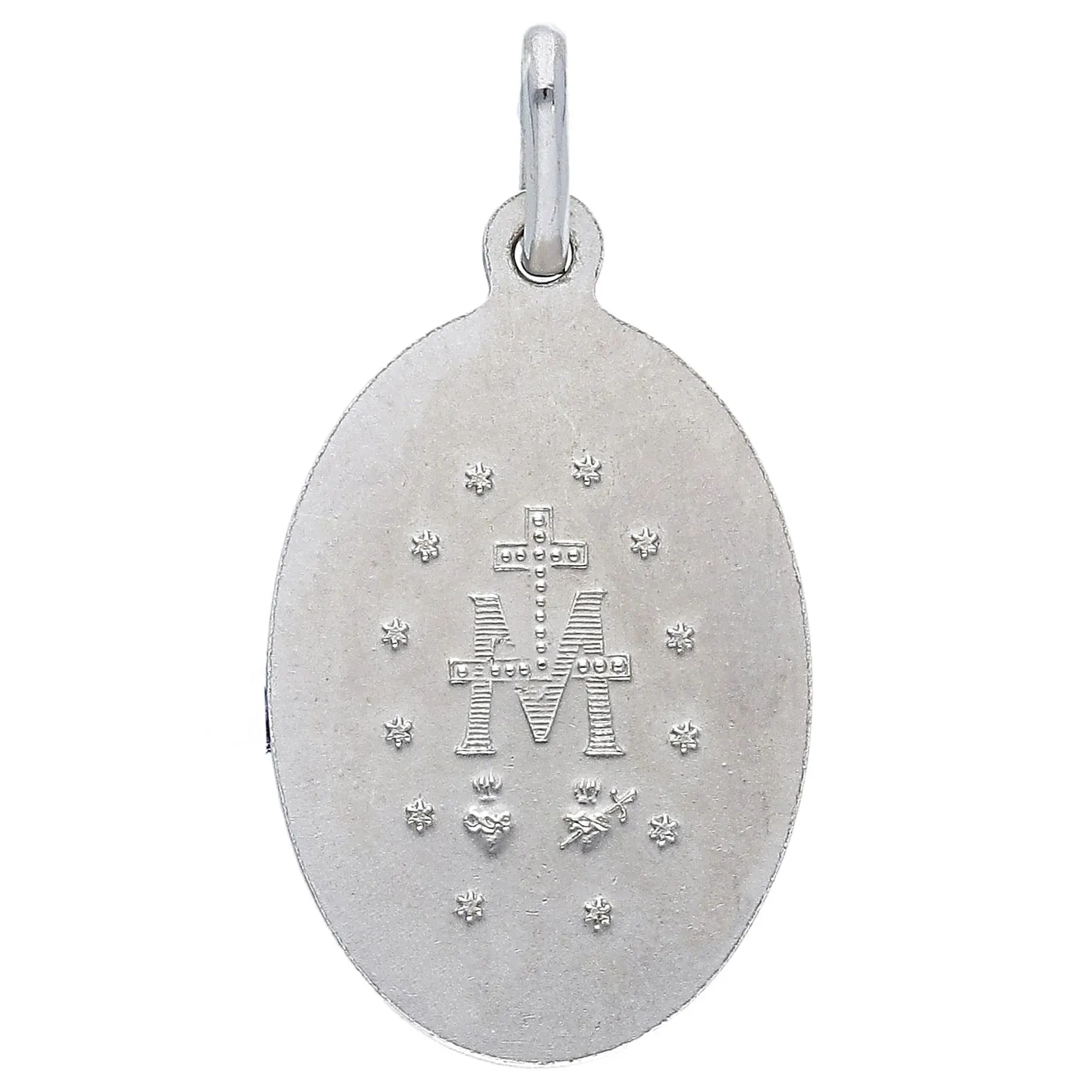 Medaglia MADONNA MIRACOLOSA Grande in oro bianco 20x14 mm