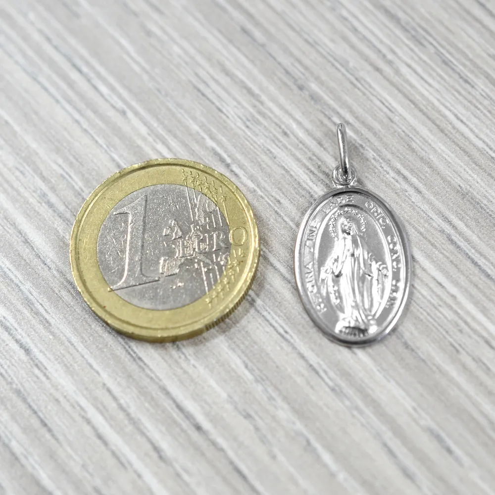 Medaglia MADONNA MIRACOLOSA Grande in oro bianco 20x14 mm