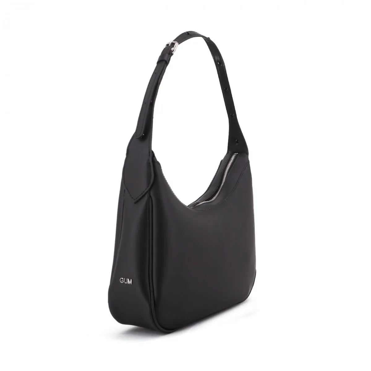 Medium Shoulder Bag with Stud-Embellished Strap, Black