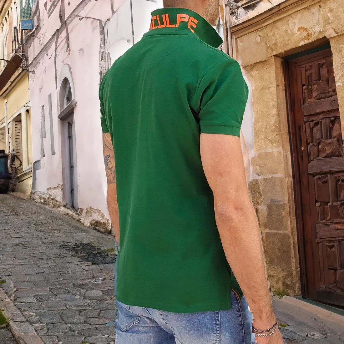 Men's short sleeve polo shirt in Green color