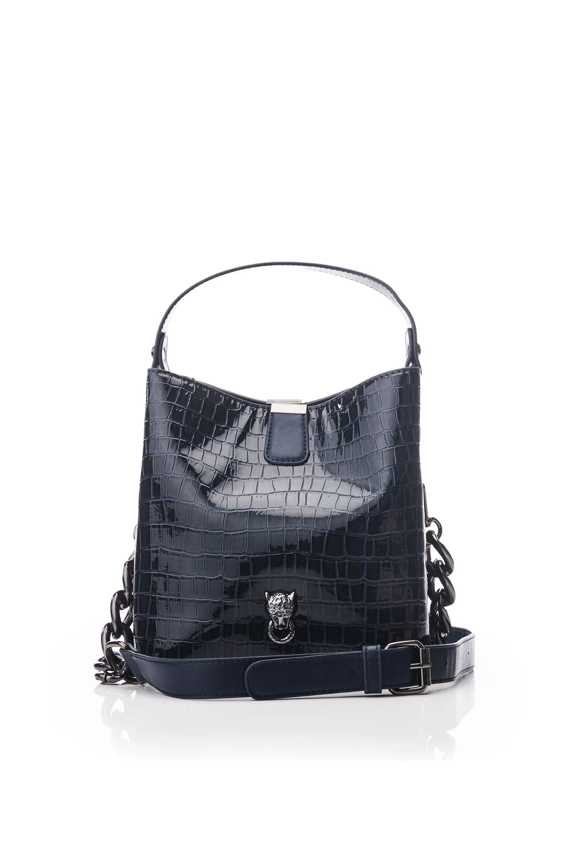 Moda in Pelle Adriana - Glossy Crocodile Effect Bucket Bag
