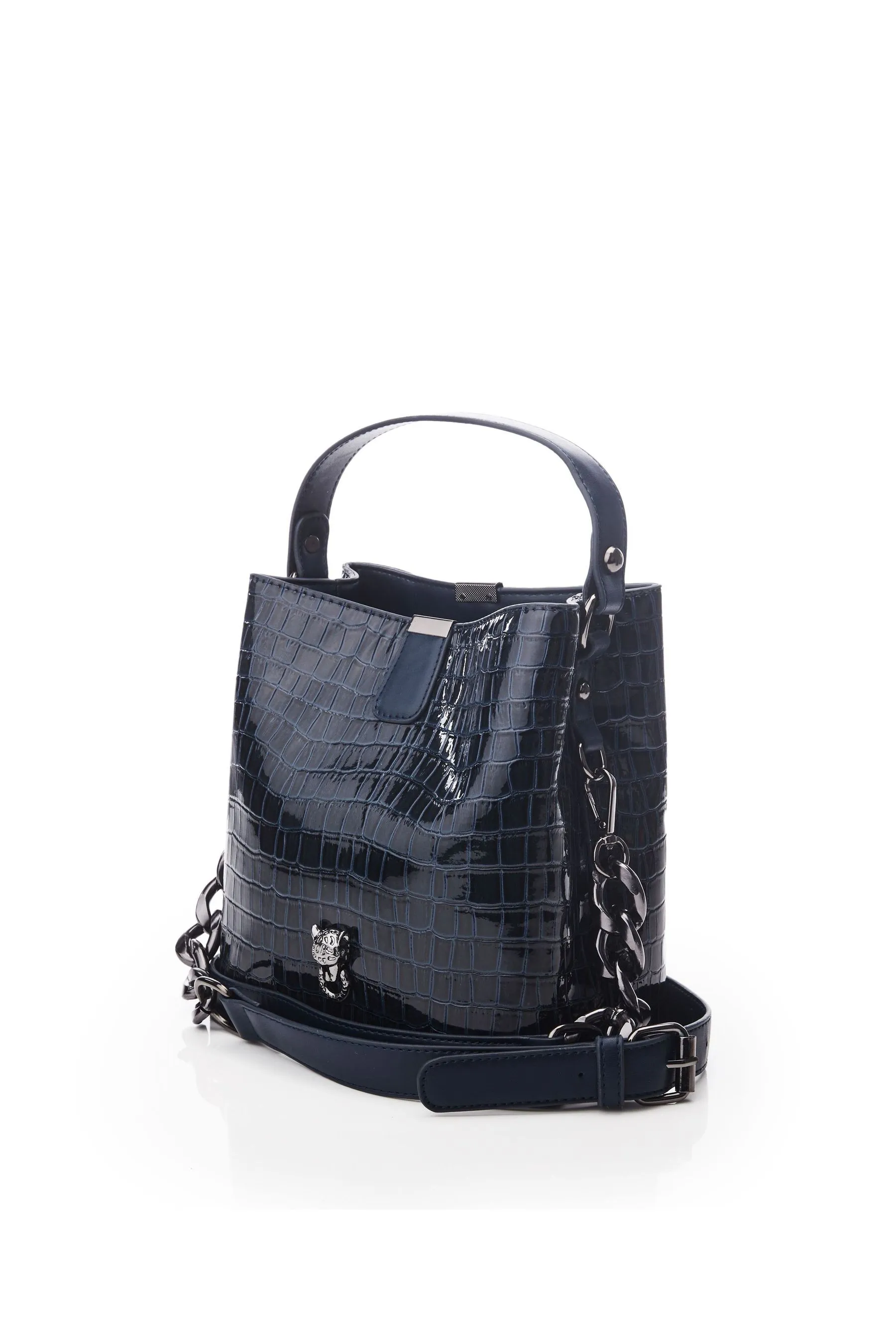 Moda in Pelle Adriana - Glossy Crocodile Effect Bucket Bag