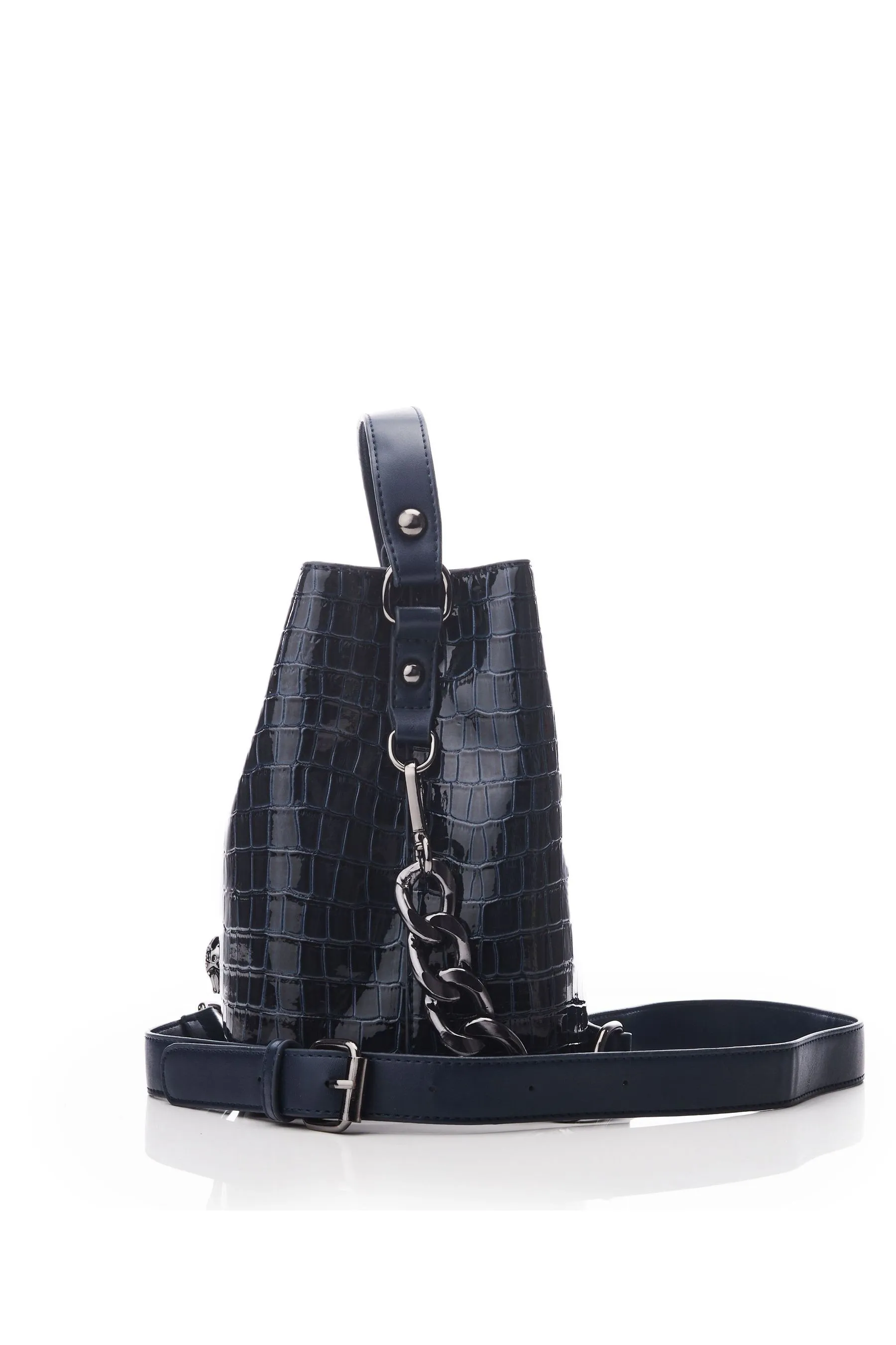 Moda in Pelle Adriana - Glossy Crocodile Effect Bucket Bag