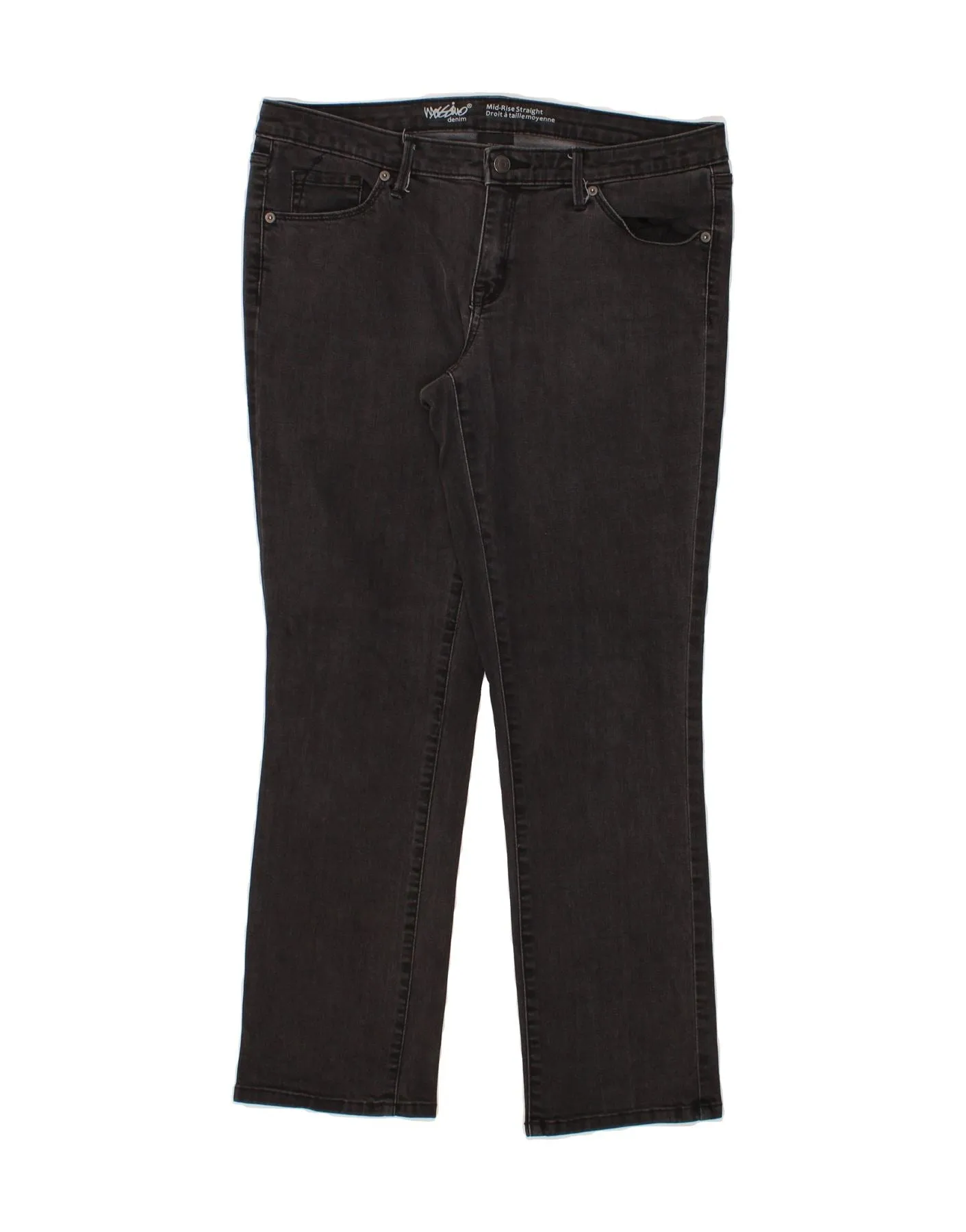 MOSSIMO Womens Mid Rise Straight Jeans US 12 Large W34 L28 Black Cotton