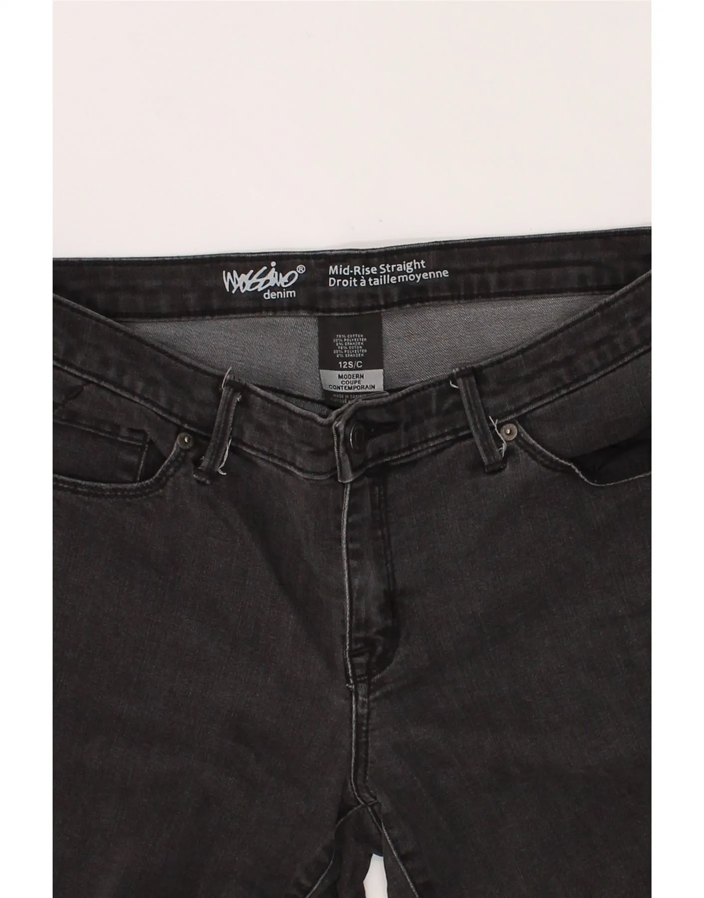 MOSSIMO Womens Mid Rise Straight Jeans US 12 Large W34 L28 Black Cotton