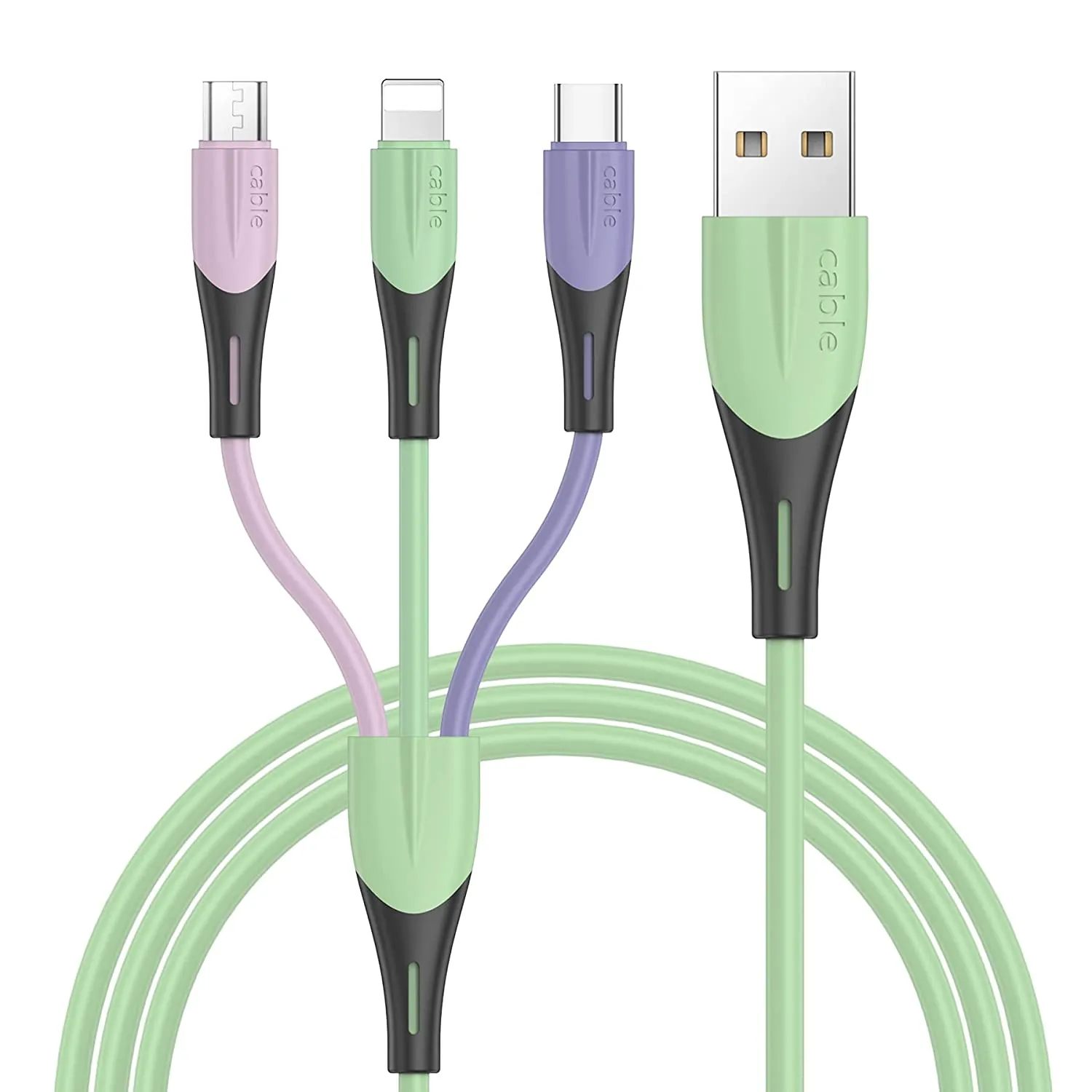 Multi Cavo di Ricarica, 3 in 1 Multiplo Cavetto Micro USB Tipo C Nylon Intrecciato Cavo di Ricarica USB per Phone 11/XS/XR, Sams