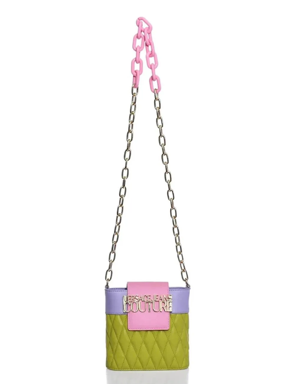 multicolor bucket bag with shoulder strap