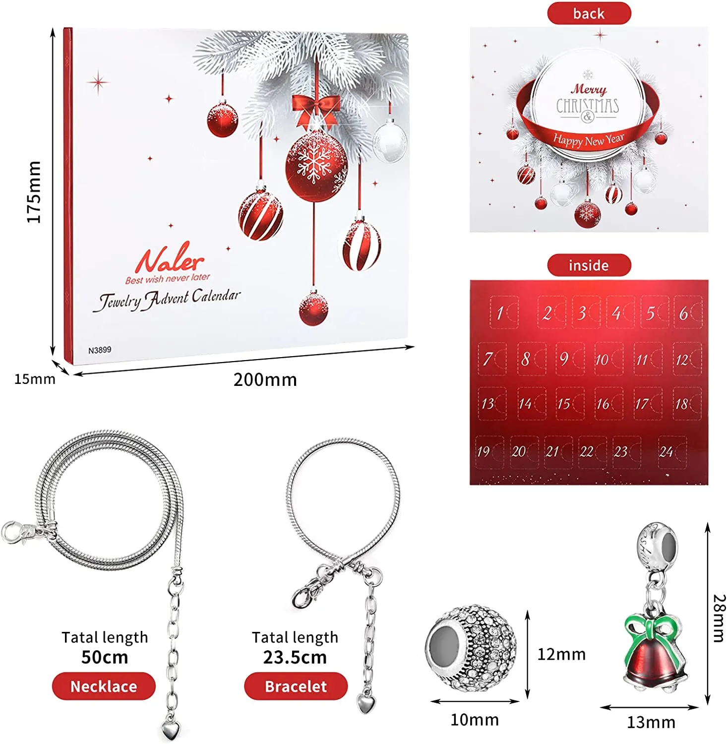 2022 Advent Calendar Jewelry Christmas Advent Calendar Girl Christmas Gift for Daughter, Wife, Girlfriend, Mom