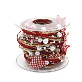 Nastro di Natale resistente, decorazione dell'albero di Natale con perle e nastro catena
