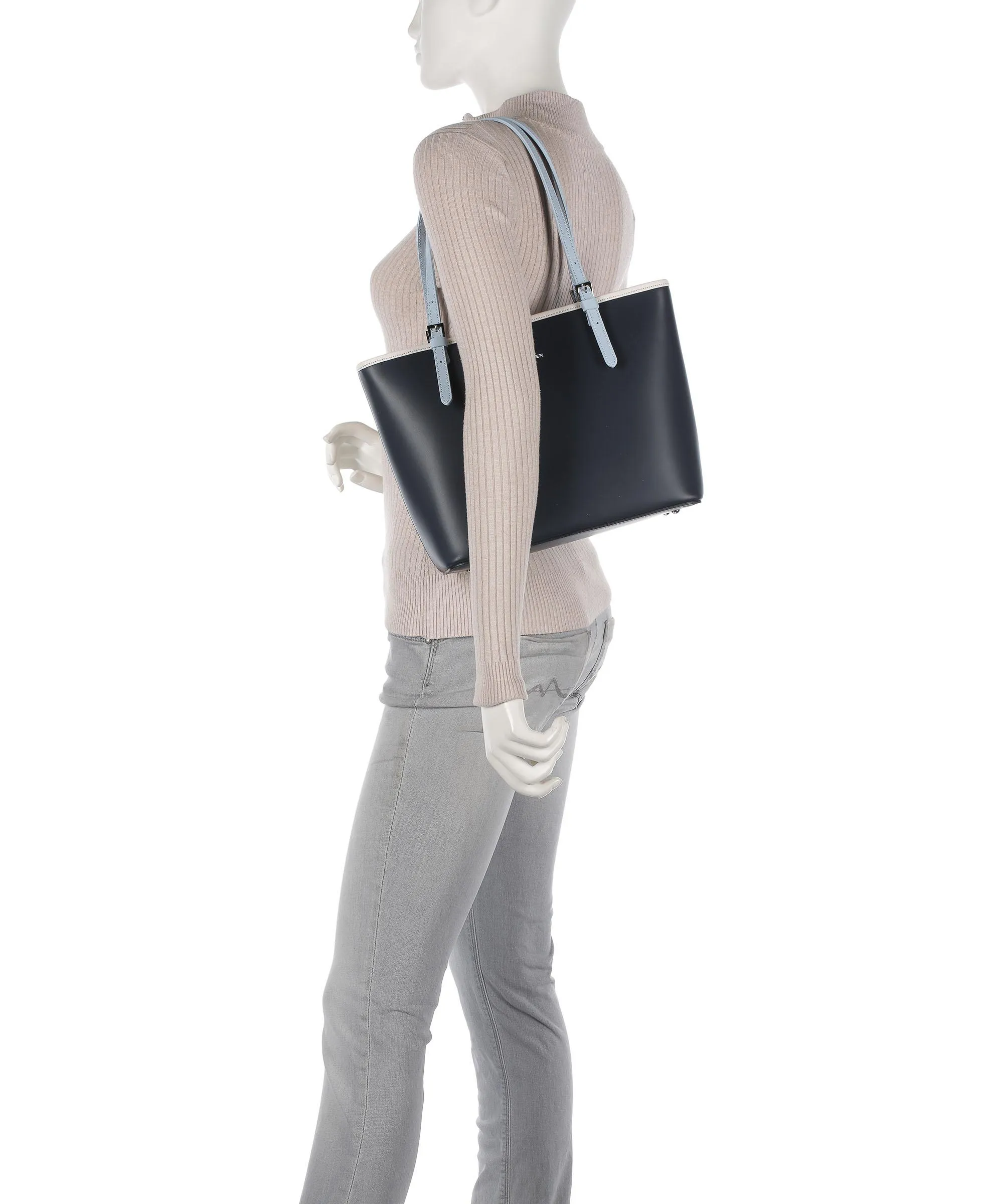 Navy Smooth Calfskin Shopper Bag by Lancaster Constance