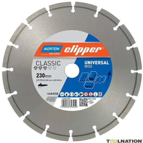 Norton Clipper 70184626834 Classic Universal Laser Lama diamantata 115 x 22,23 mm