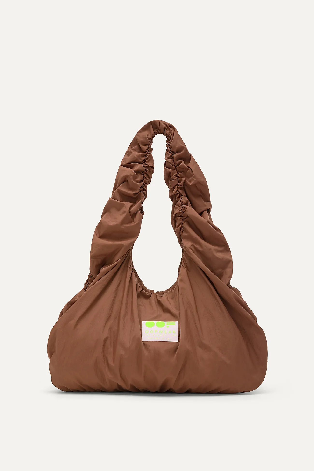 Nylon Crinkle Water Repellent Shoulder Bag 3079 - Cioccolato