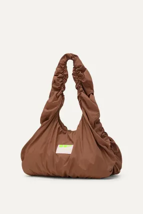 Nylon Crinkle Water Repellent Shoulder Bag 3079 - Cioccolato