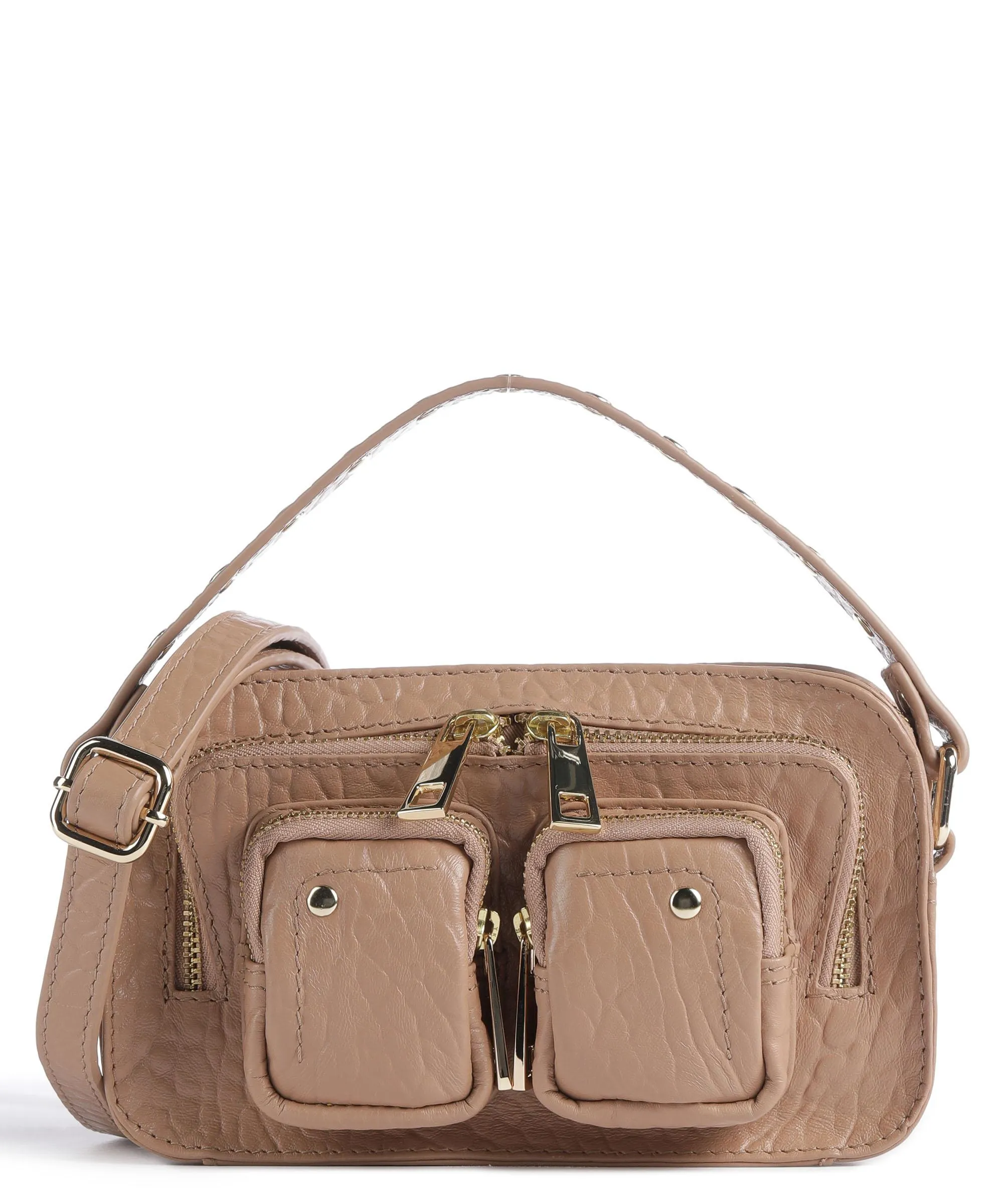 Núnoo New Zealand Helena Light Brown Embossed Leather Crossbody Bag