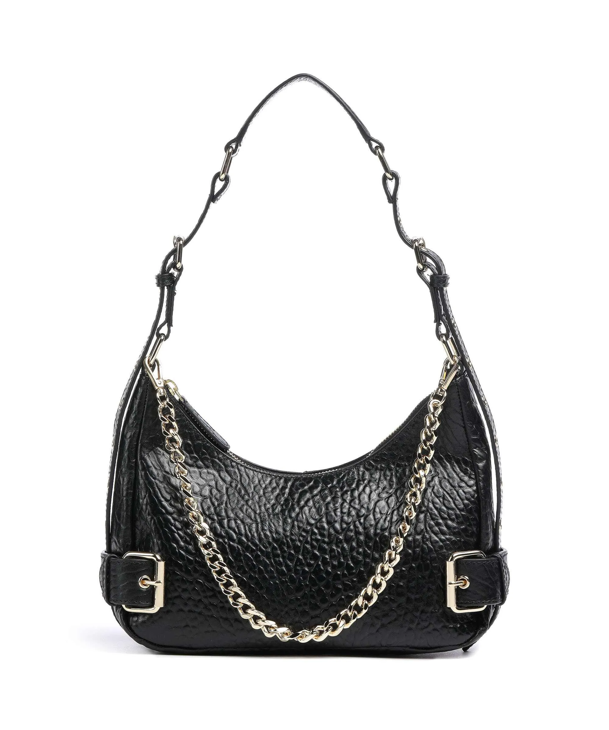 Núnoo New Zealand Skye Black Embossed Leather Hobo Bag