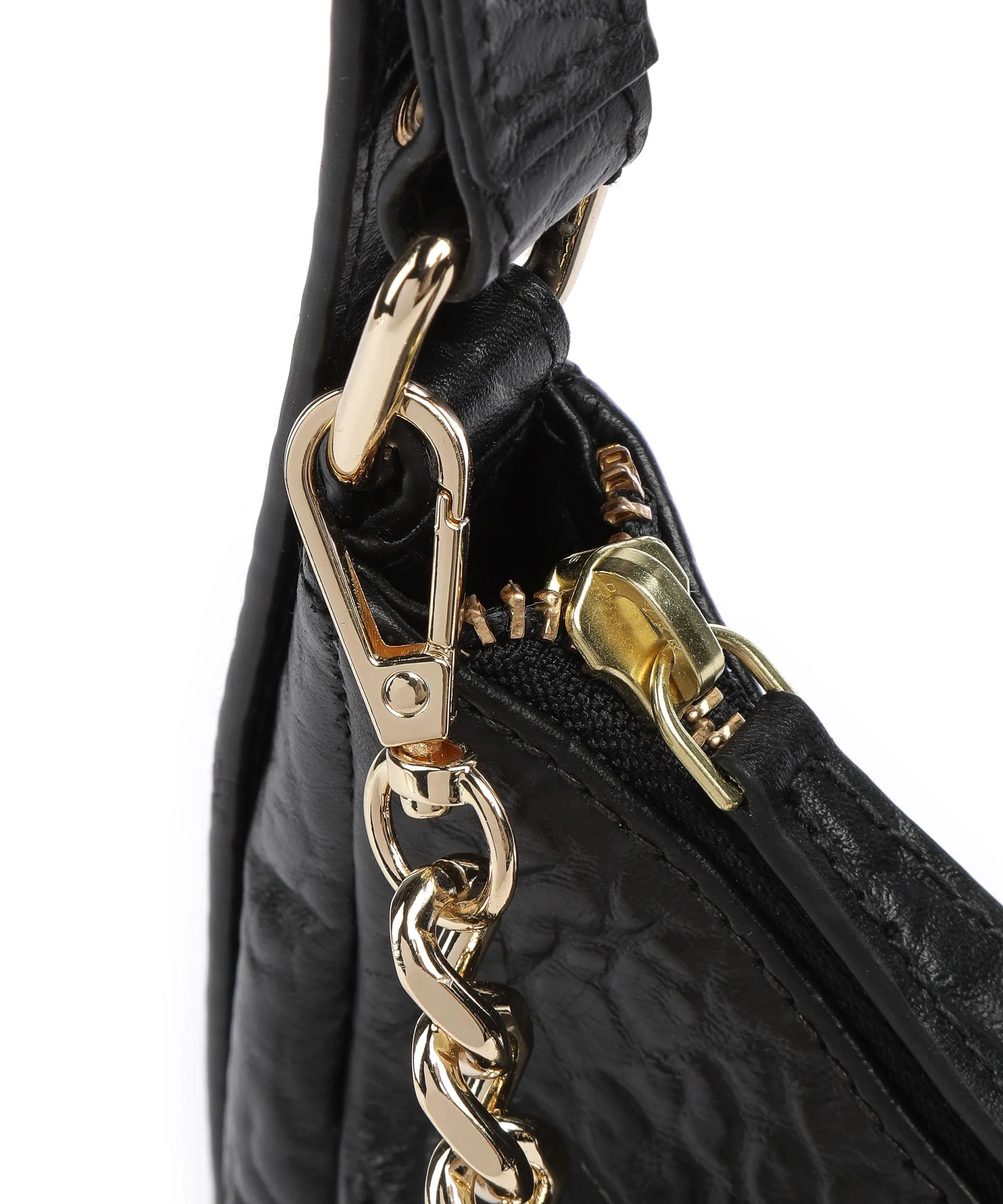 Núnoo New Zealand Skye Black Embossed Leather Hobo Bag