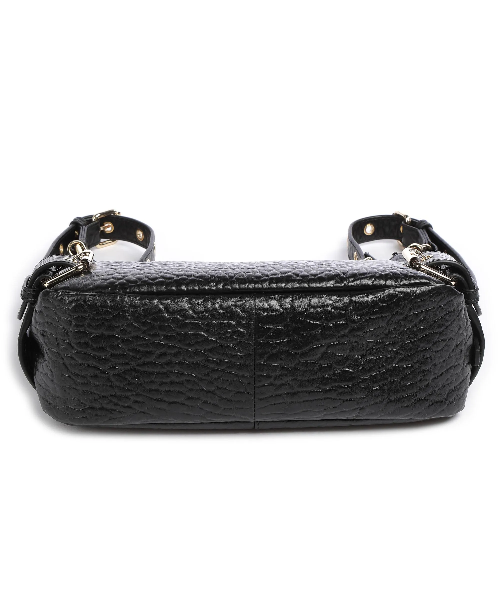 Núnoo New Zealand Skye Black Embossed Leather Hobo Bag