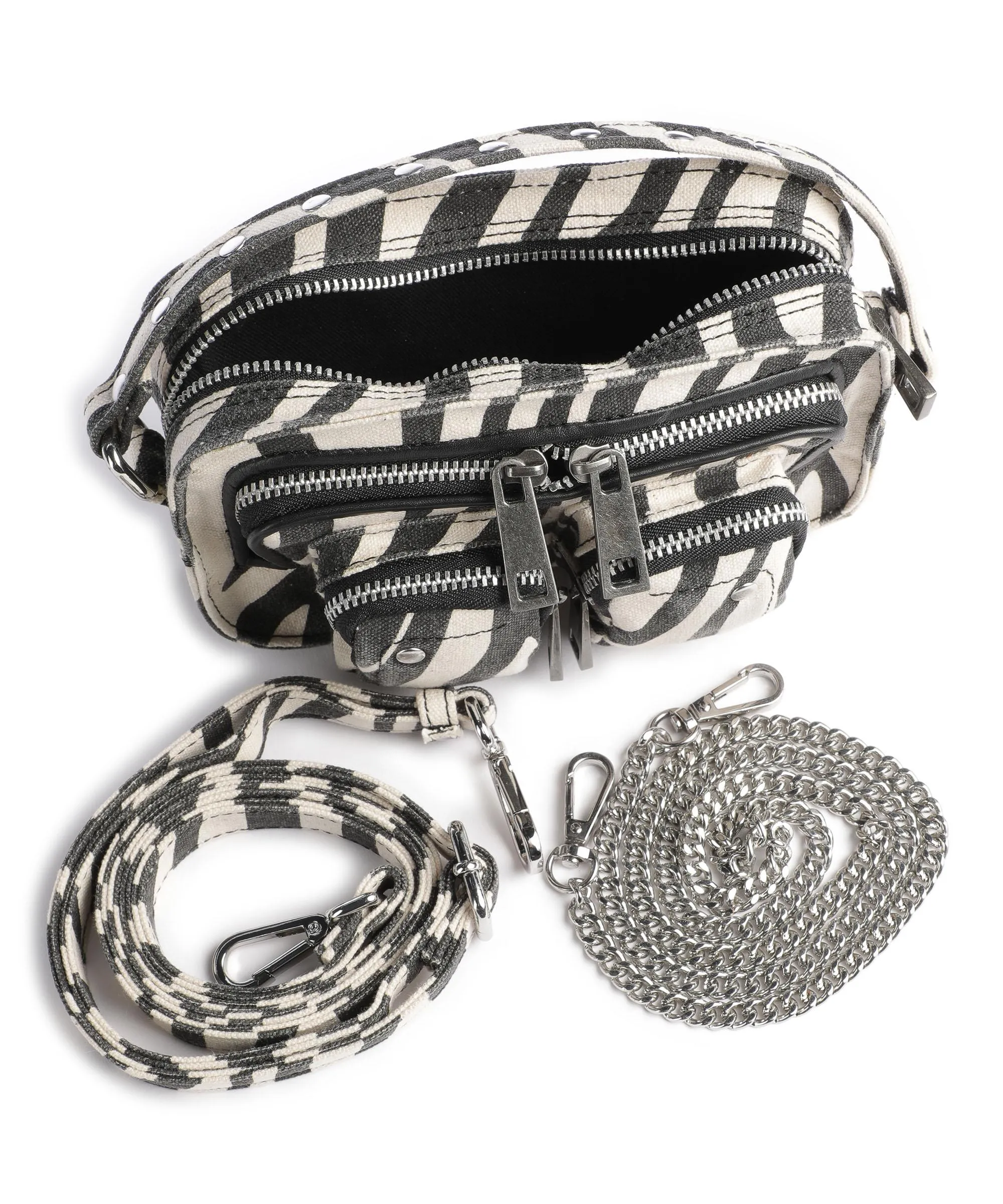 Núnoo Recycled Canvas Helena Beige/Black Crossbody Bag