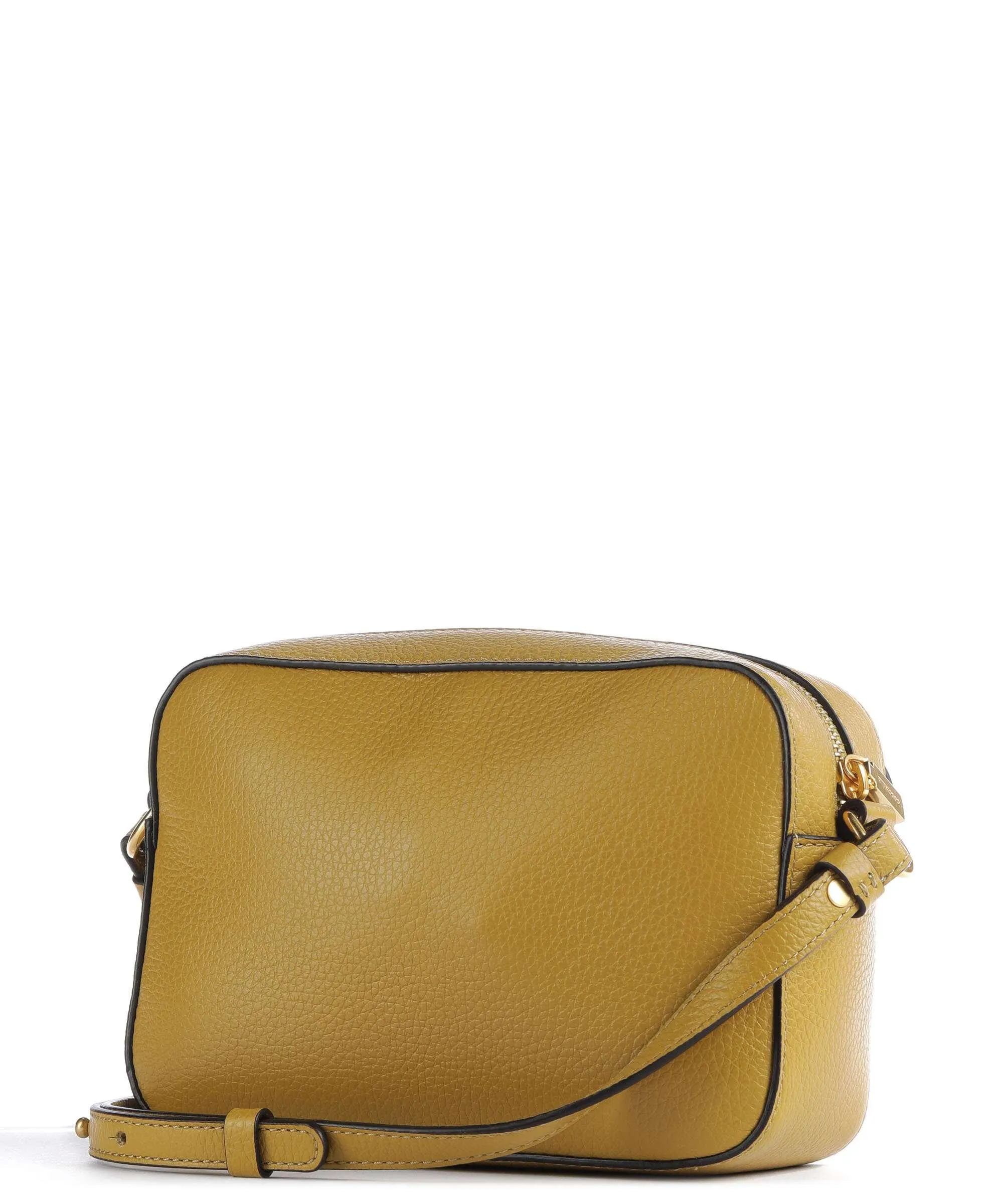 Ochre Grained Leather Crossbody Bag
